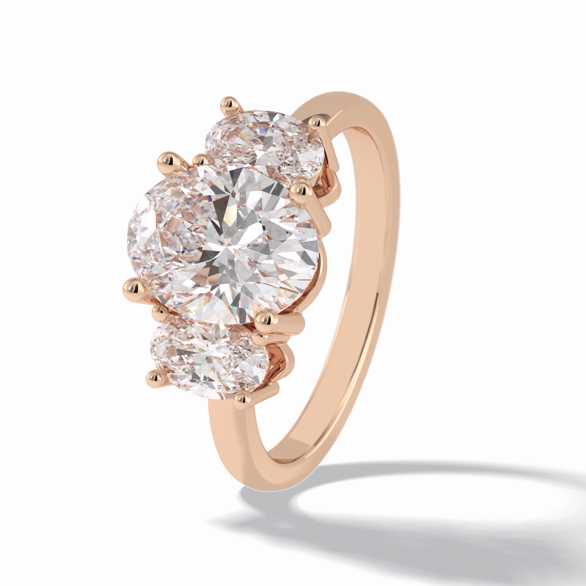 2.05 CT Oval Cut Three Stones Style Moissanite Engagement Rings