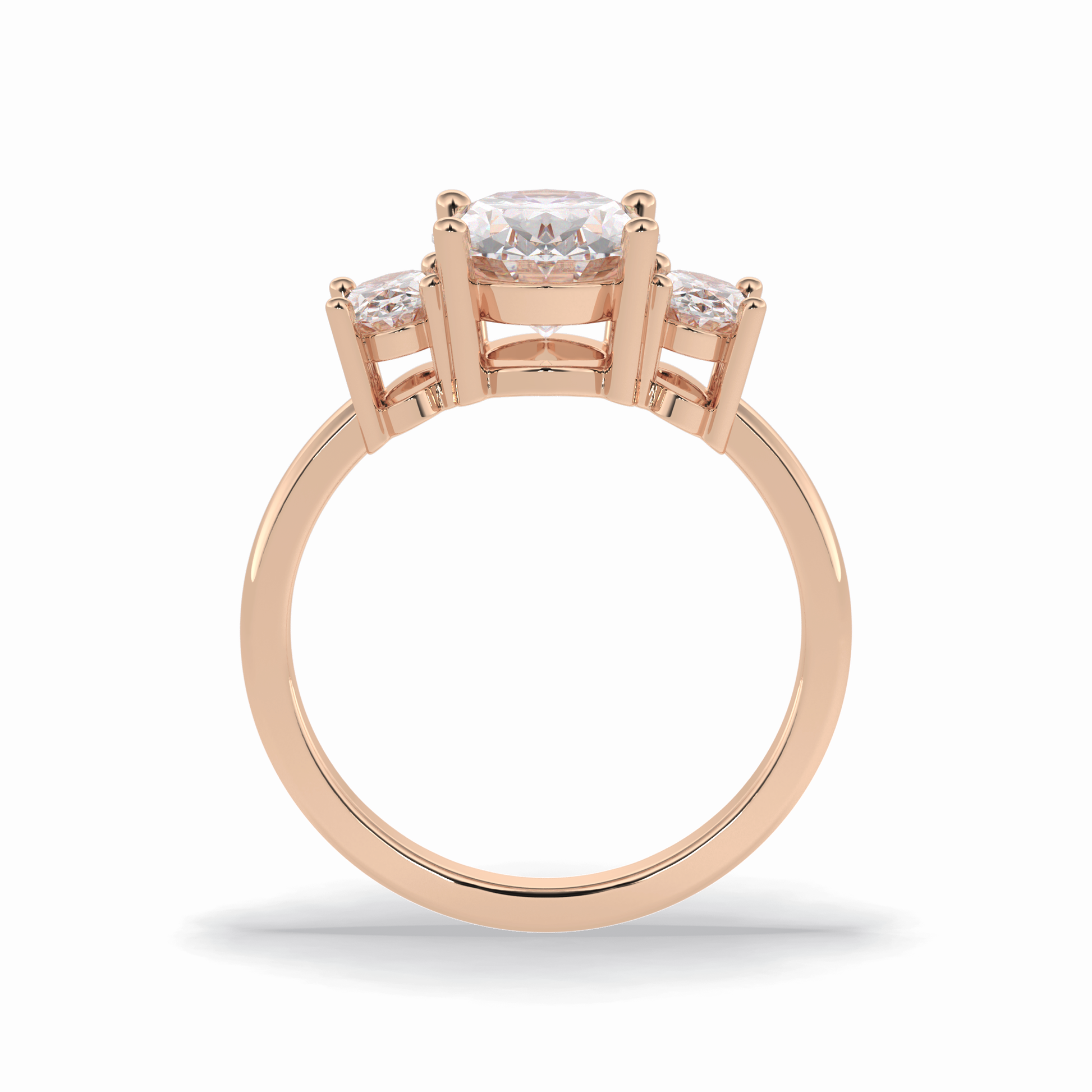 2.05 CT Oval Cut Three Stones Style Moissanite Engagement Rings