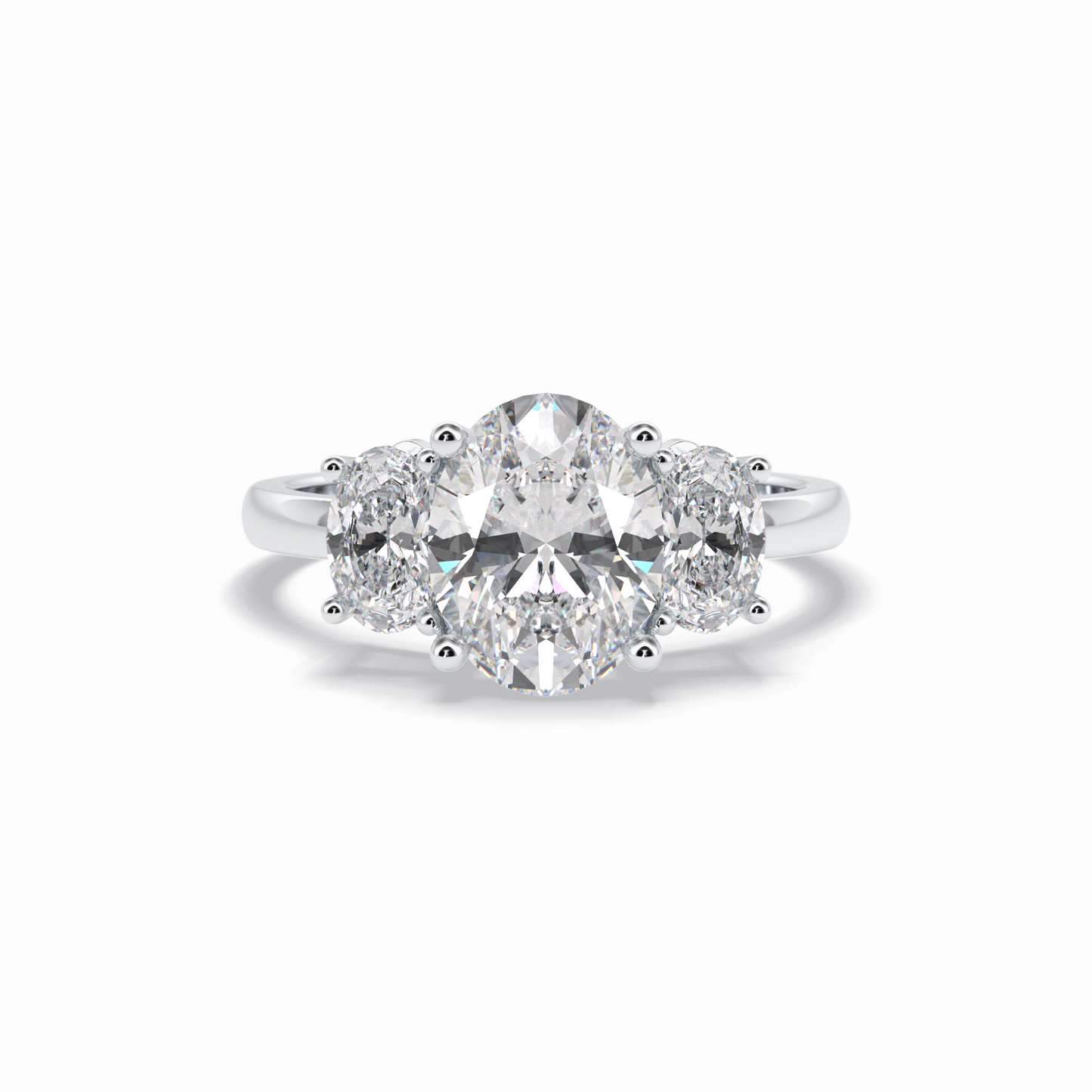 2.05 CT Oval Cut Three Stones Style Moissanite Engagement Rings