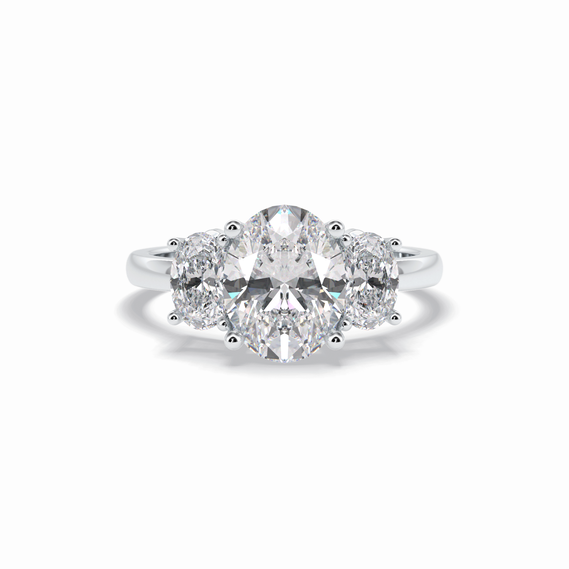2.05 CT Oval Cut Three Stones Style Moissanite Engagement Rings