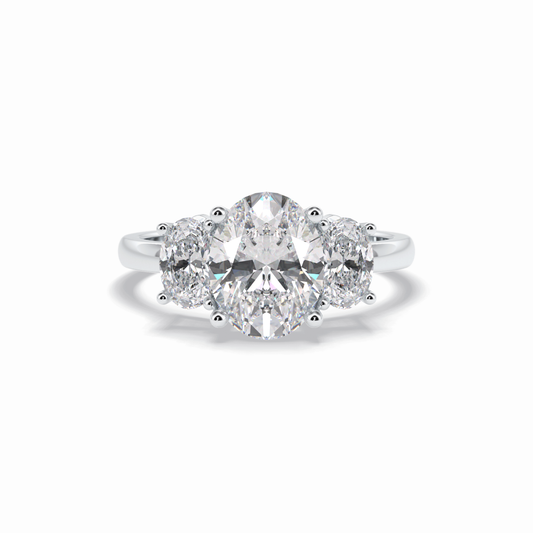 2.05 CT Oval Cut Three Stones Style Moissanite Engagement Rings