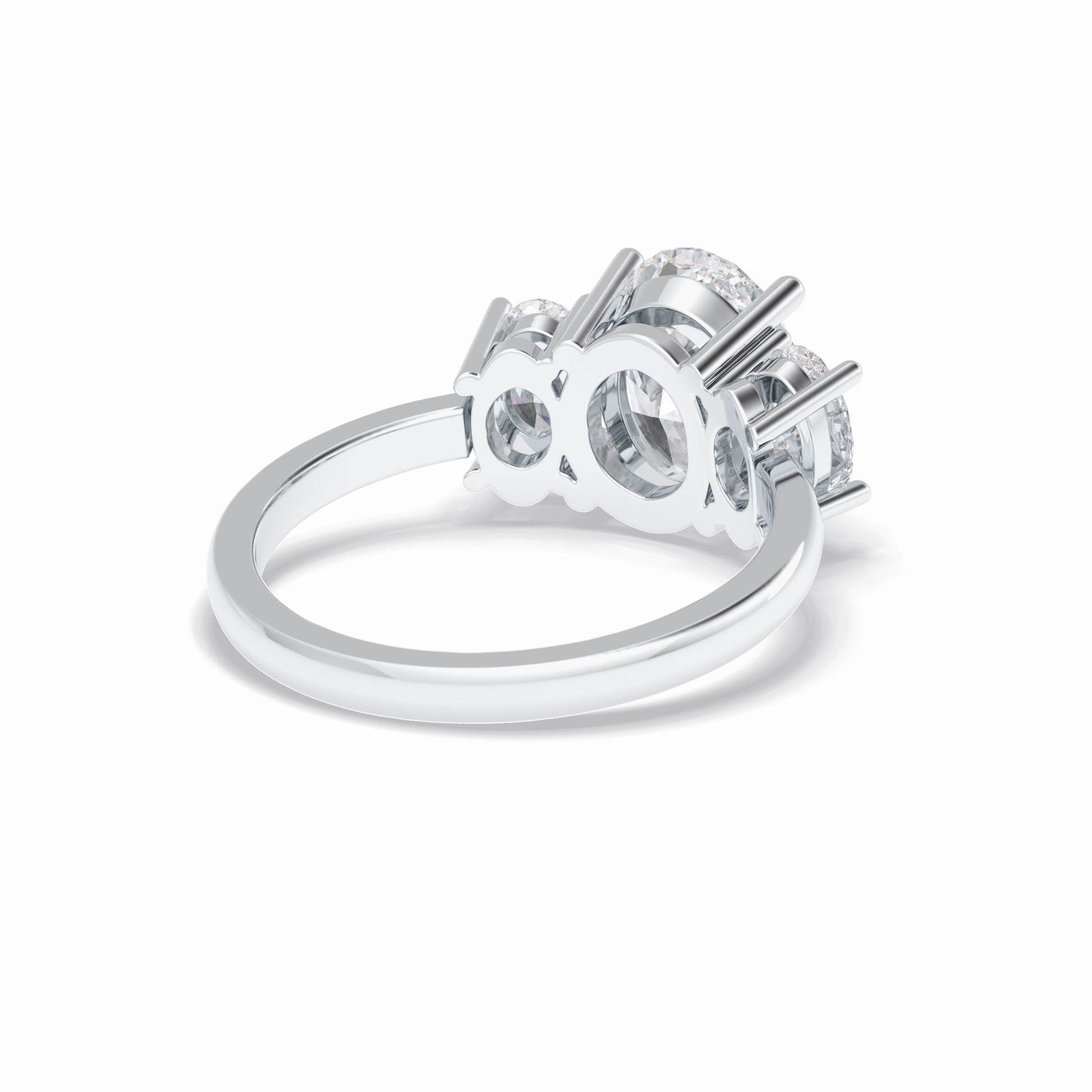 2.05 CT Oval Cut Three Stones Style Moissanite Engagement Rings