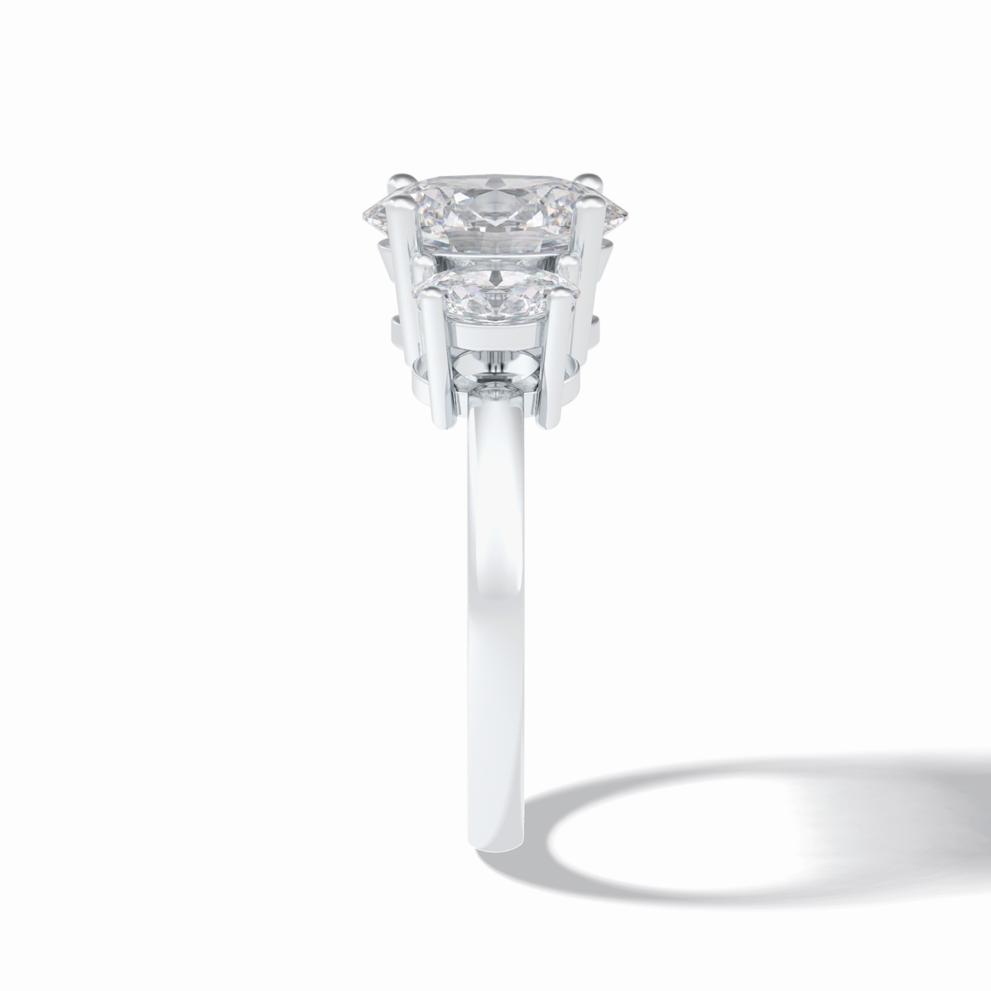 2.05 CT Oval Cut Three Stones Style Moissanite Engagement Rings