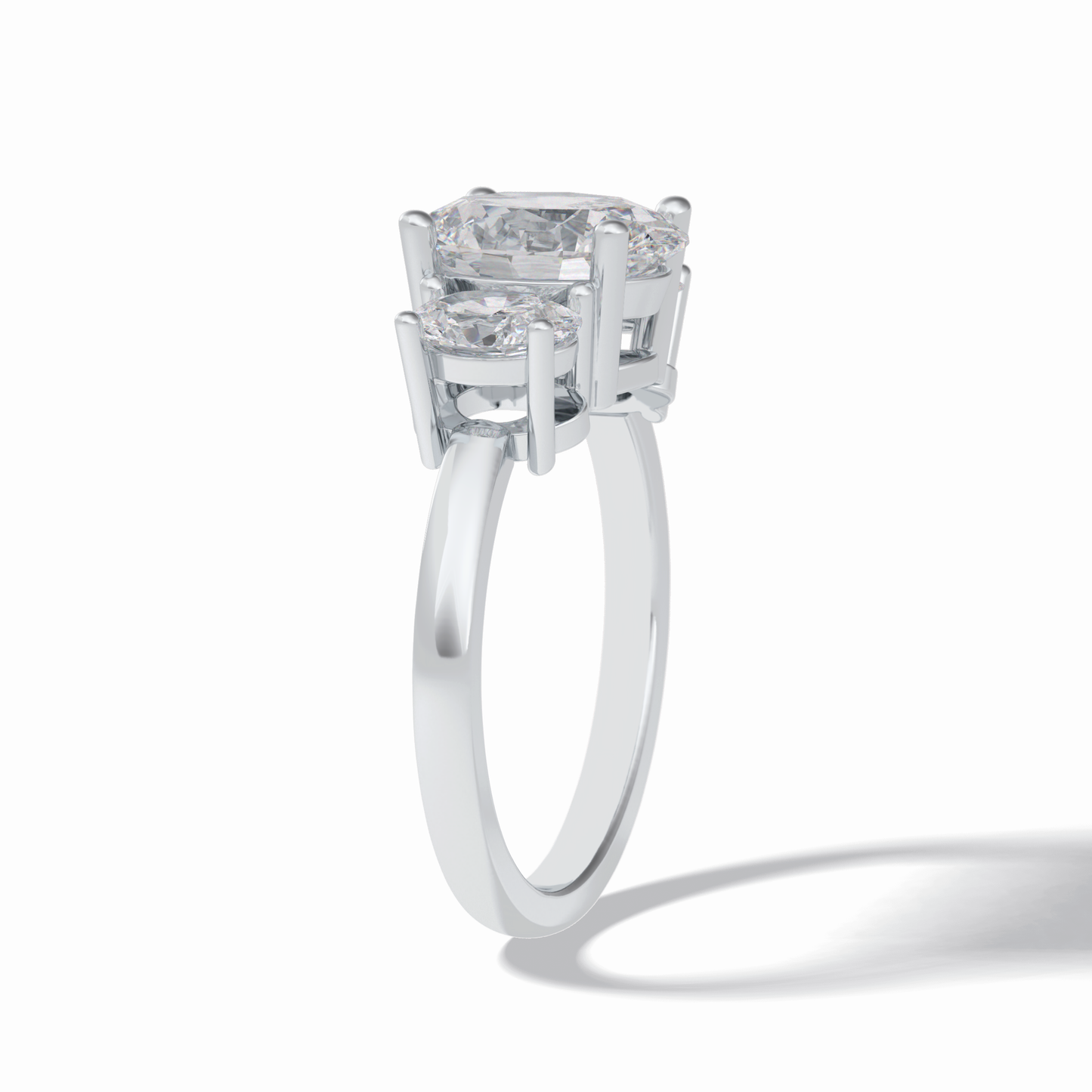 2.05 CT Oval Cut Three Stones Style Moissanite Engagement Rings