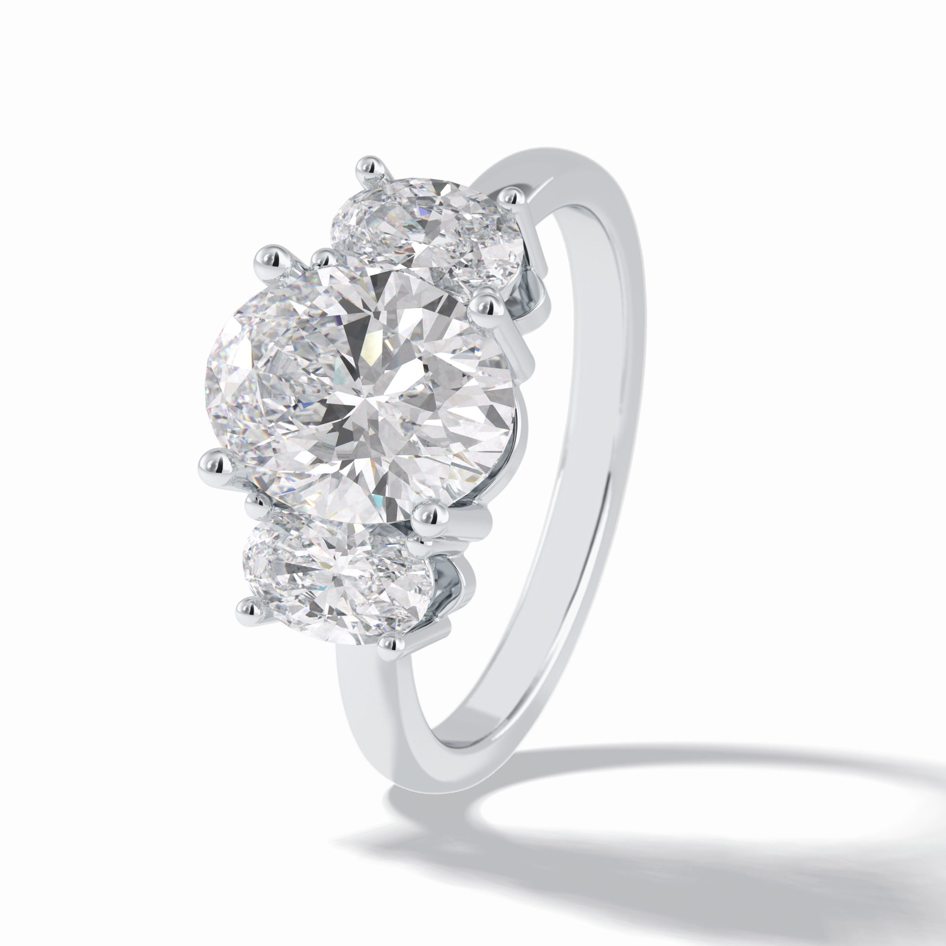 2.05 CT Oval Cut Three Stones Style Moissanite Engagement Rings