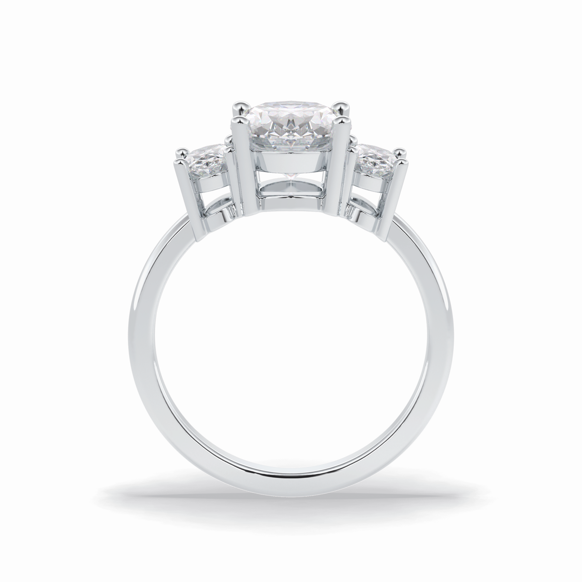 2.05 CT Oval Cut Three Stones Style Moissanite Engagement Rings