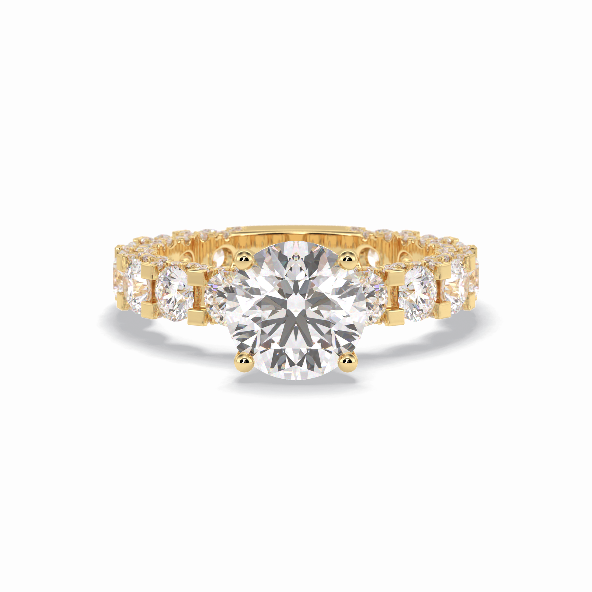 2.05 CT Round Cut Pave Style Moissanite Engagement Rings