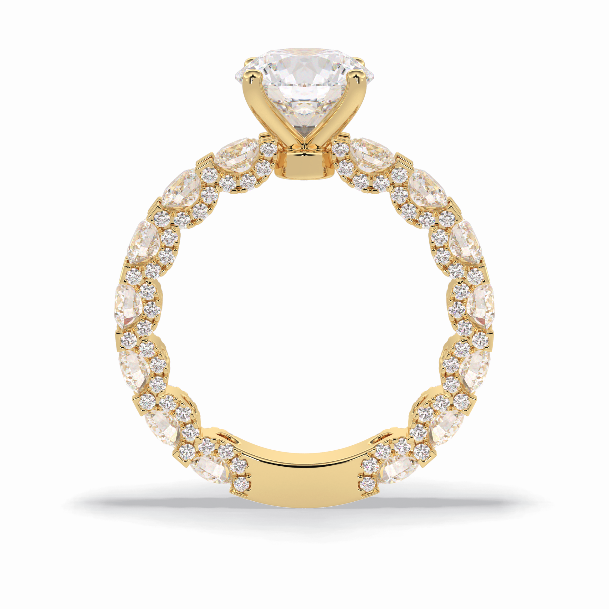 2.05 CT Round Cut Pave Style Moissanite Engagement Rings
