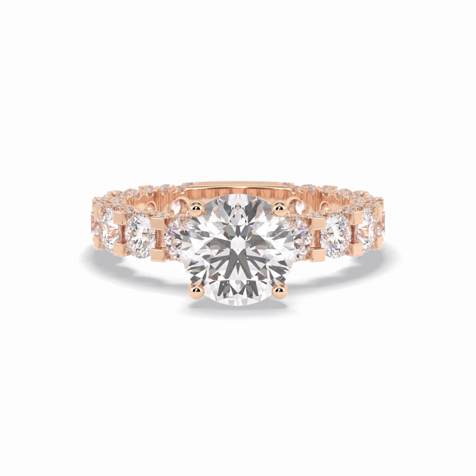 2.05 CT Round Cut Pave Style Moissanite Engagement Rings