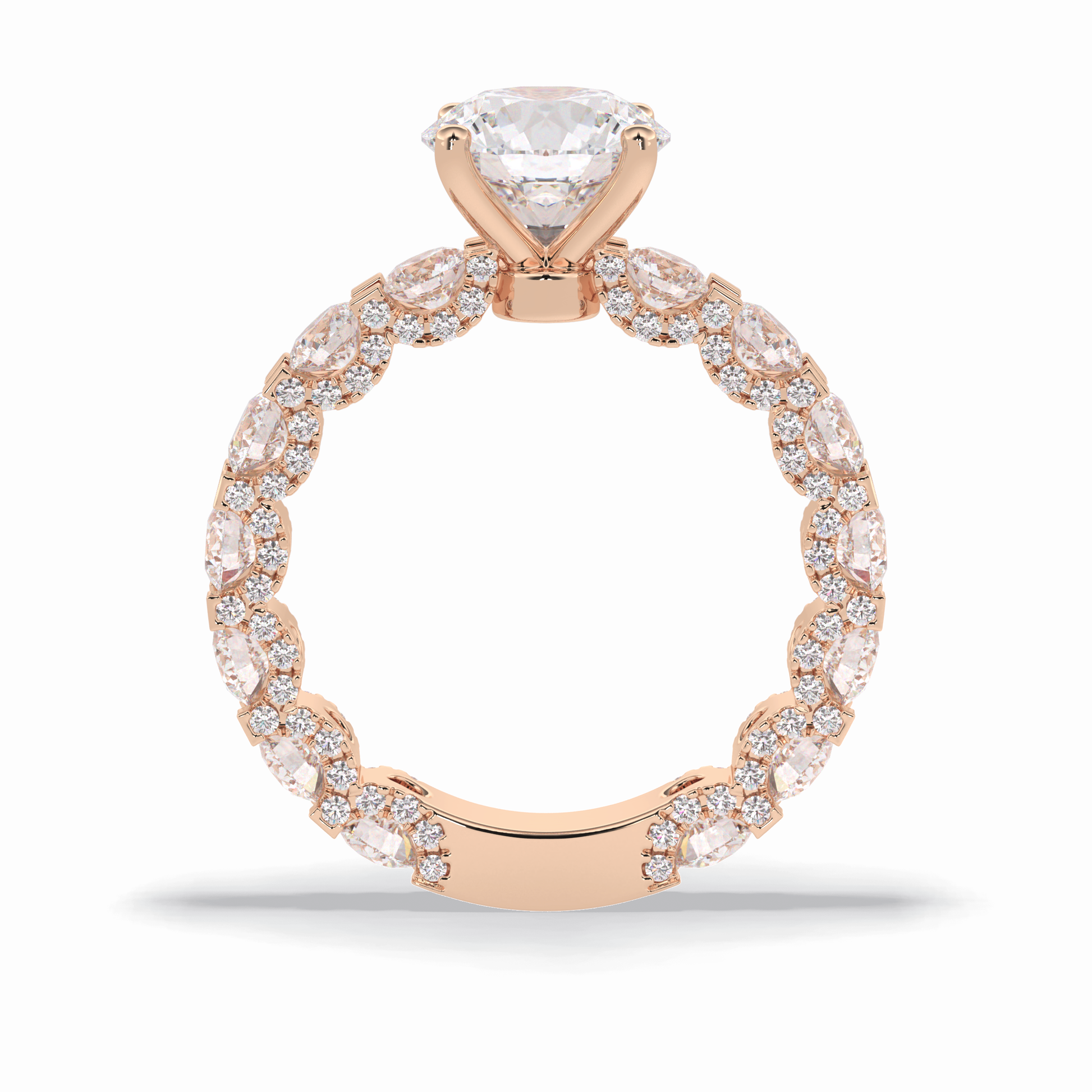 2.05 CT Round Cut Pave Style Moissanite Engagement Rings