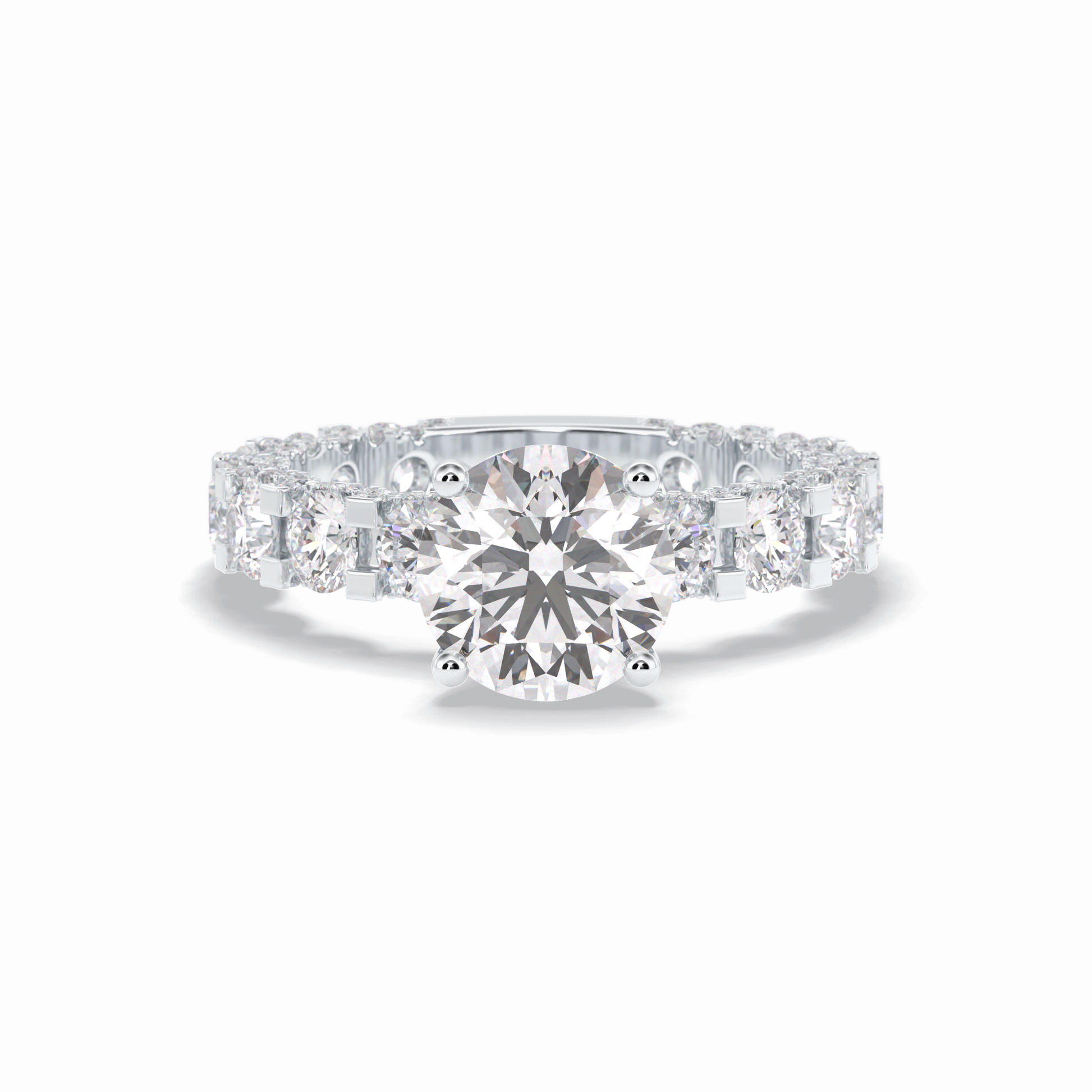 2.05 CT Round Cut Pave Style Moissanite Engagement Rings