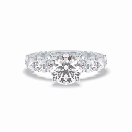 2.05 CT Round Cut Pave Style Moissanite Engagement Rings
