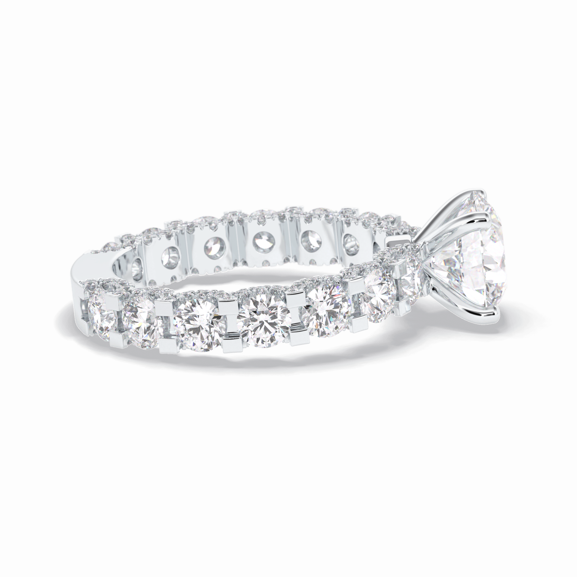 2.05 CT Round Cut Pave Style Moissanite Engagement Rings