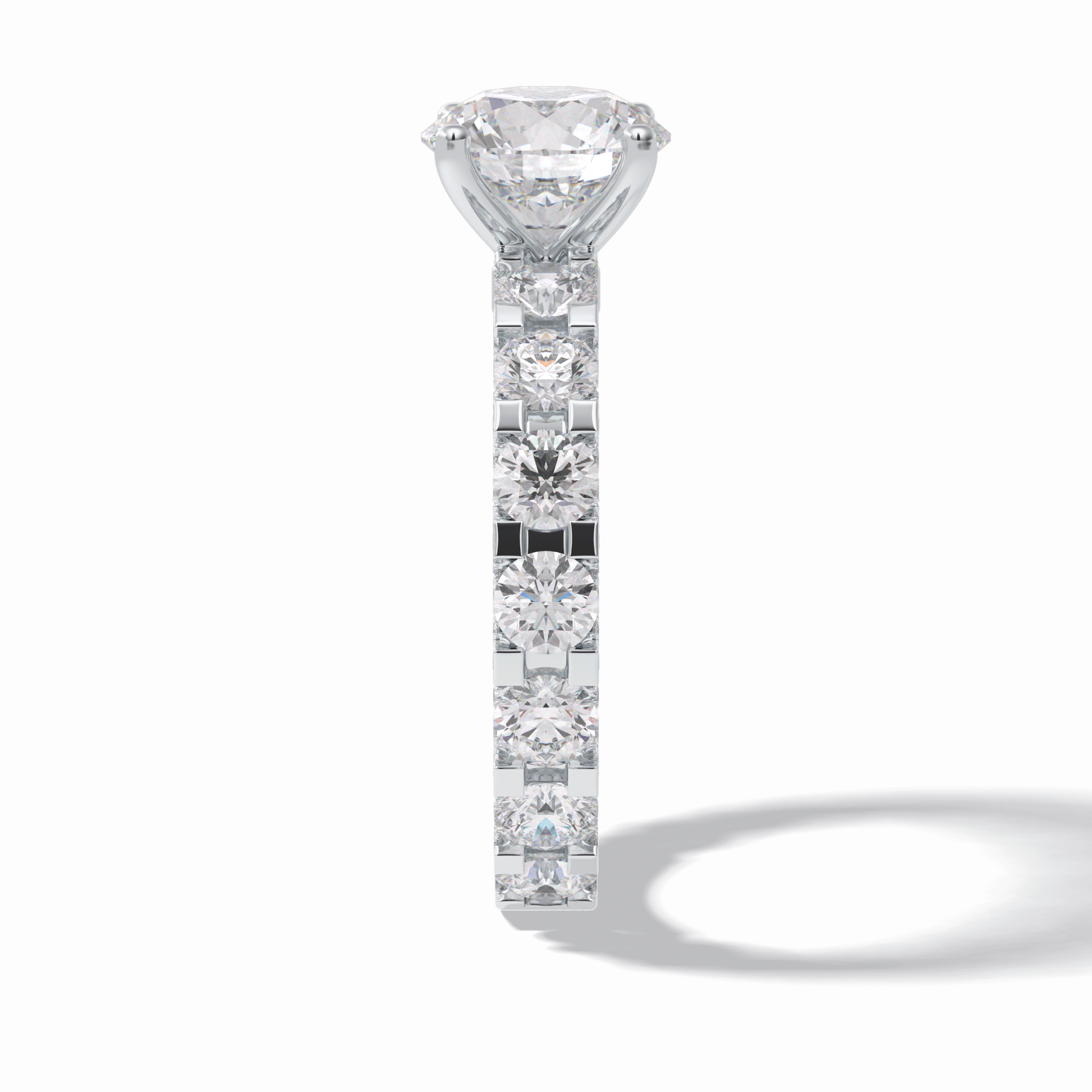 2.05 CT Round Cut Pave Style Moissanite Engagement Rings