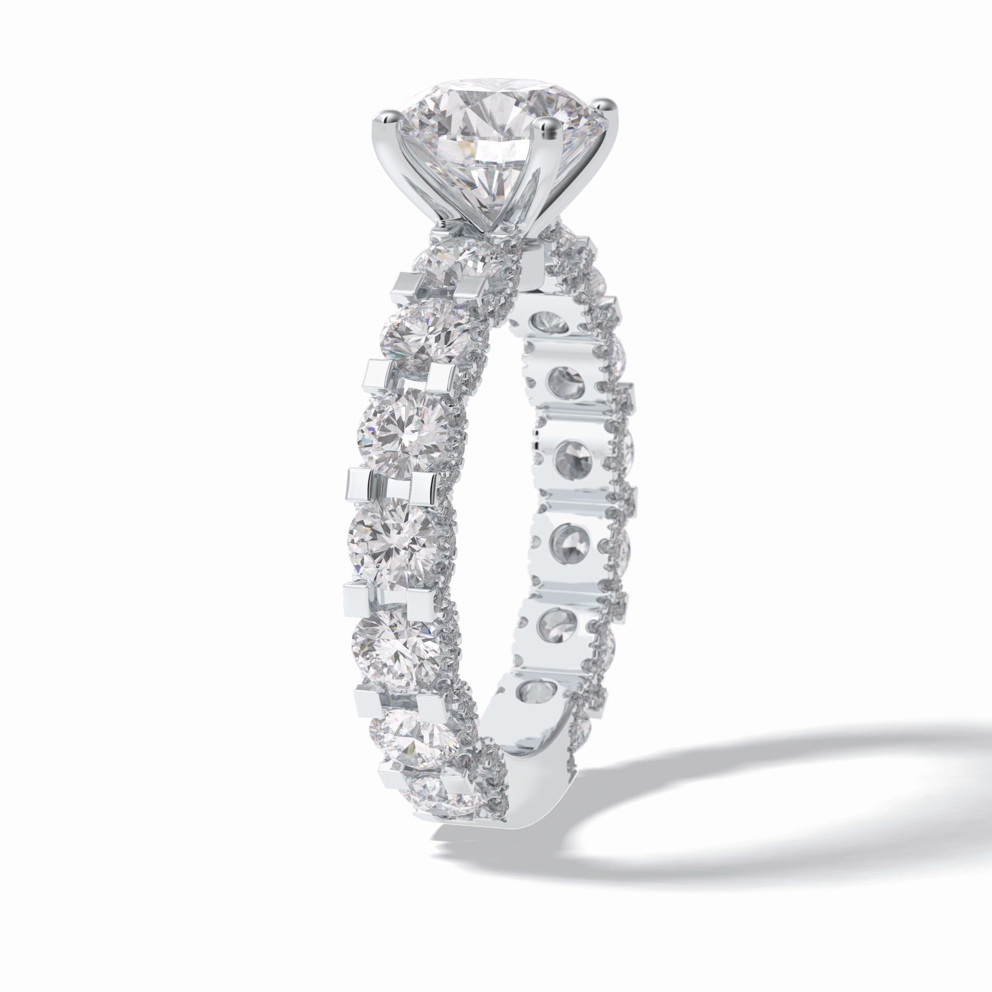 2.05 CT Round Cut Pave Style Moissanite Engagement Rings