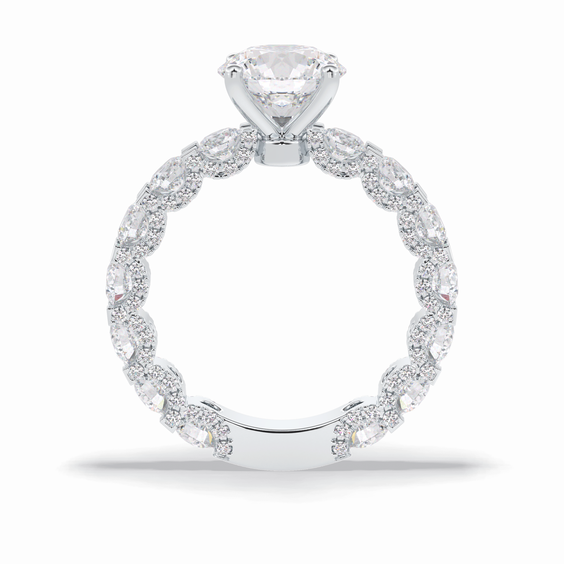 2.05 CT Round Cut Pave Style Moissanite Engagement Rings