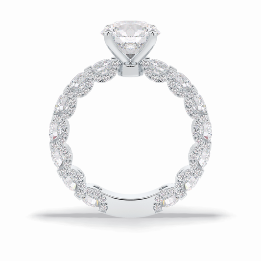 2.05 CT Round Cut Pave Style Moissanite Engagement Rings