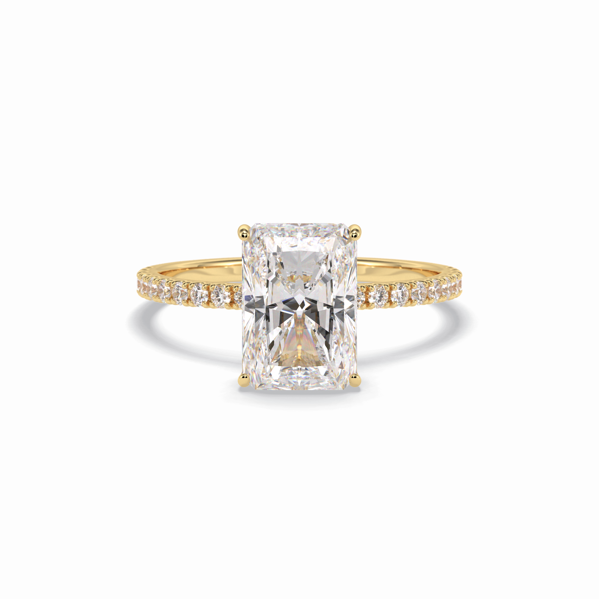 3.0 CT Radiant Cut Pave & Hidden Halo Style Moissanite Engagement Rings