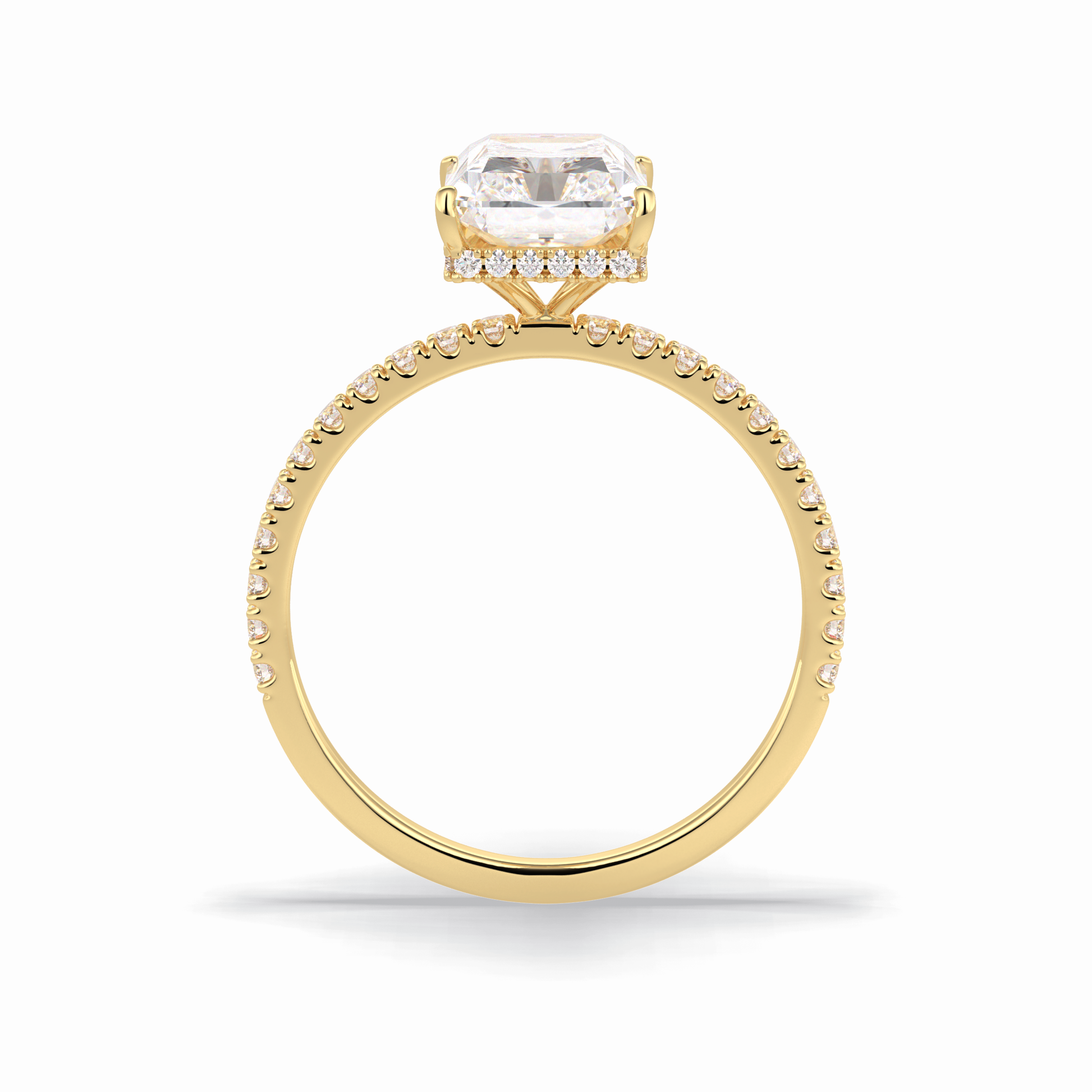 3.0 CT Radiant Cut Pave & Hidden Halo Style Moissanite Engagement Rings