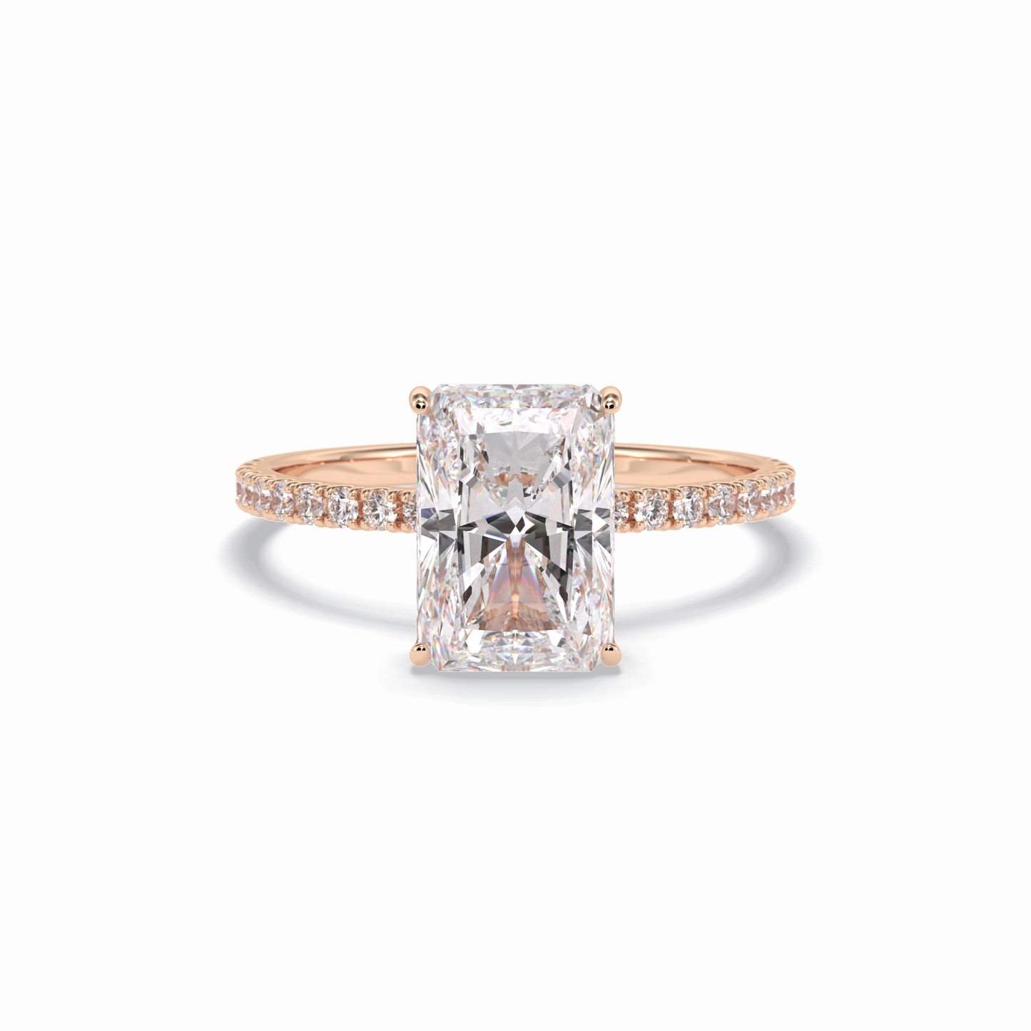 3.0 CT Radiant Cut Pave & Hidden Halo Style Moissanite Engagement Rings