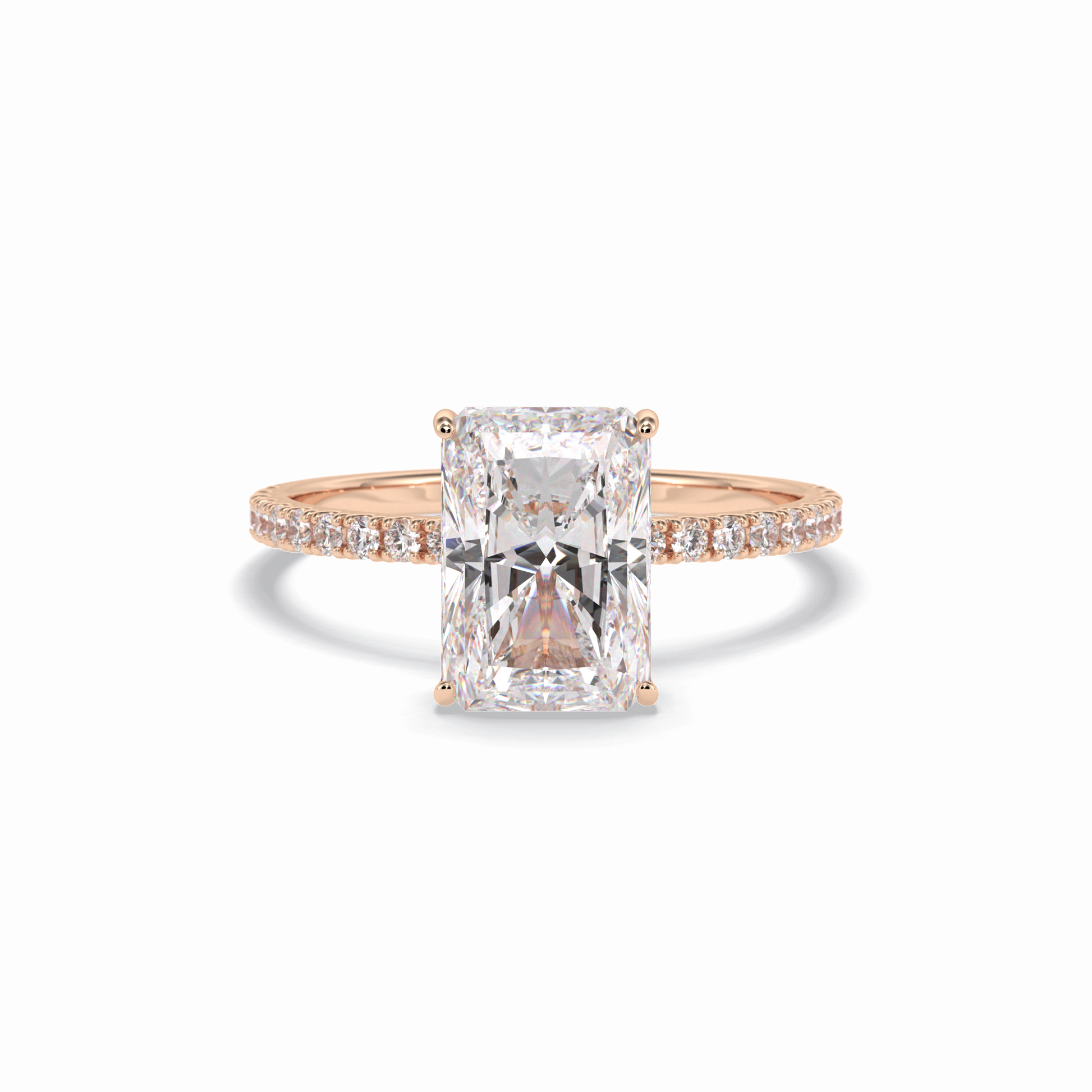 3.0 CT Radiant Cut Pave & Hidden Halo Style Moissanite Engagement Rings