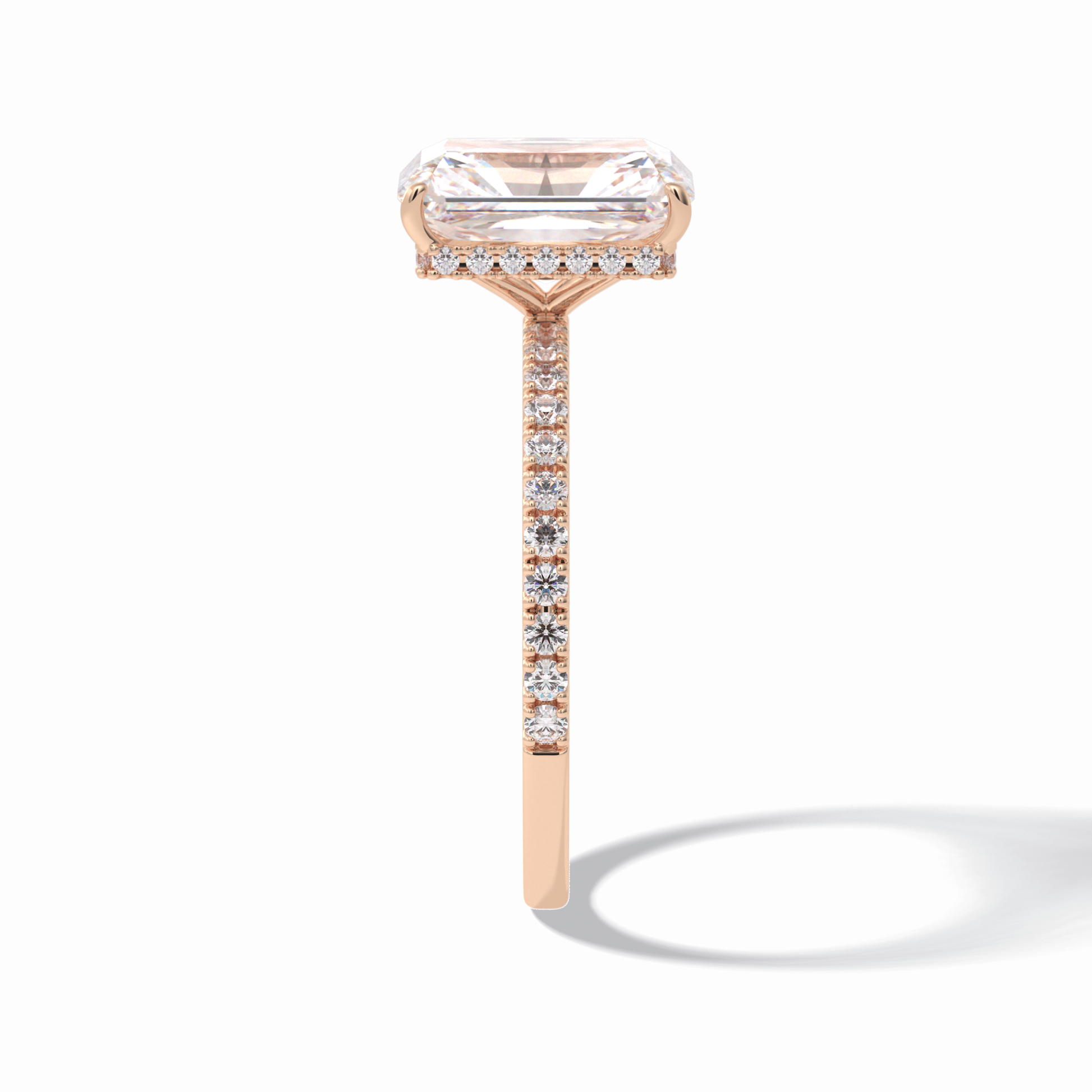3.0 CT Radiant Cut Pave & Hidden Halo Style Moissanite Engagement Rings
