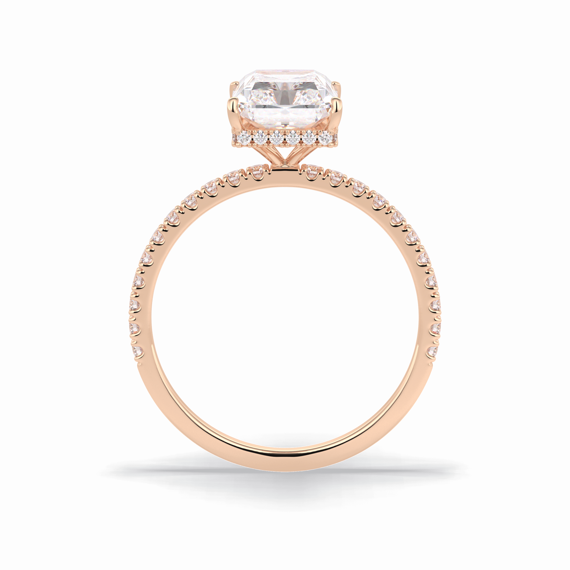 3.0 CT Radiant Cut Pave & Hidden Halo Style Moissanite Engagement Rings