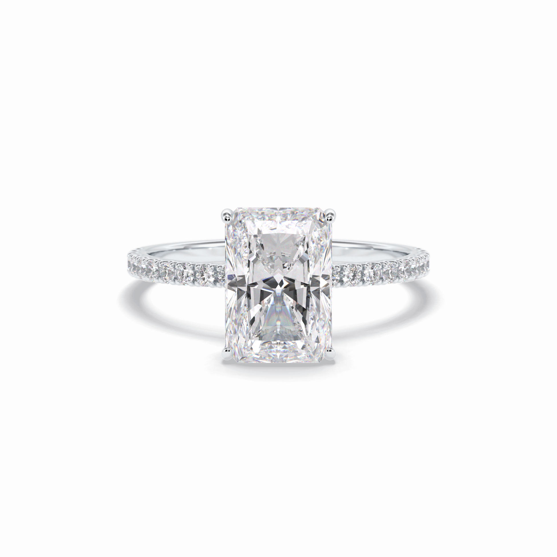 3.0 CT Radiant Cut Pave & Hidden Halo Style Moissanite Engagement Rings