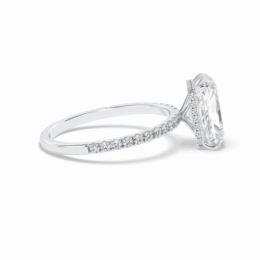 3.0 CT Radiant Cut Pave & Hidden Halo Style Moissanite Engagement Rings
