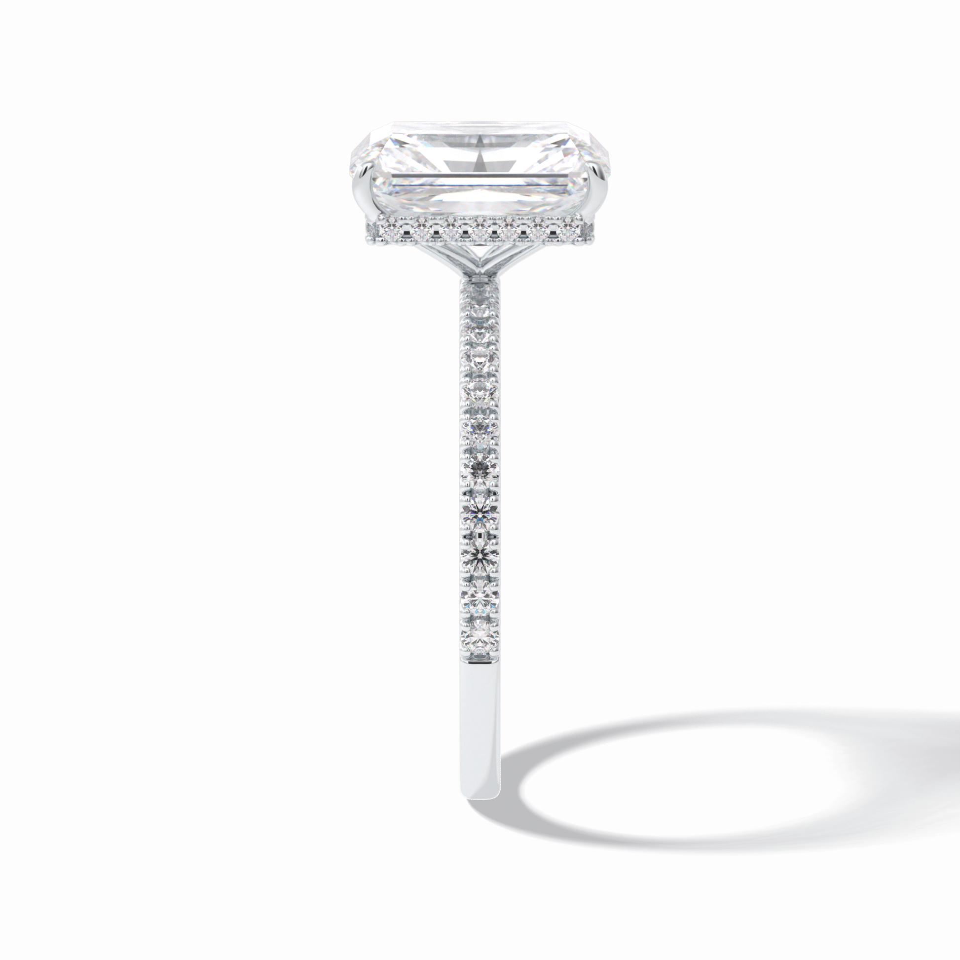 3.0 CT Radiant Cut Pave & Hidden Halo Style Moissanite Engagement Rings