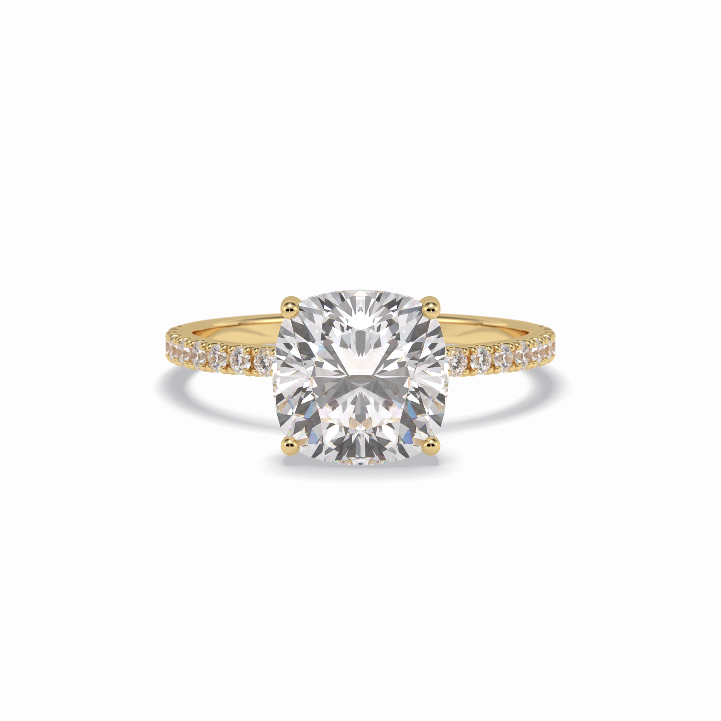 3.05 CT Cushion Cut Pave Style Moissanite Engagement Rings