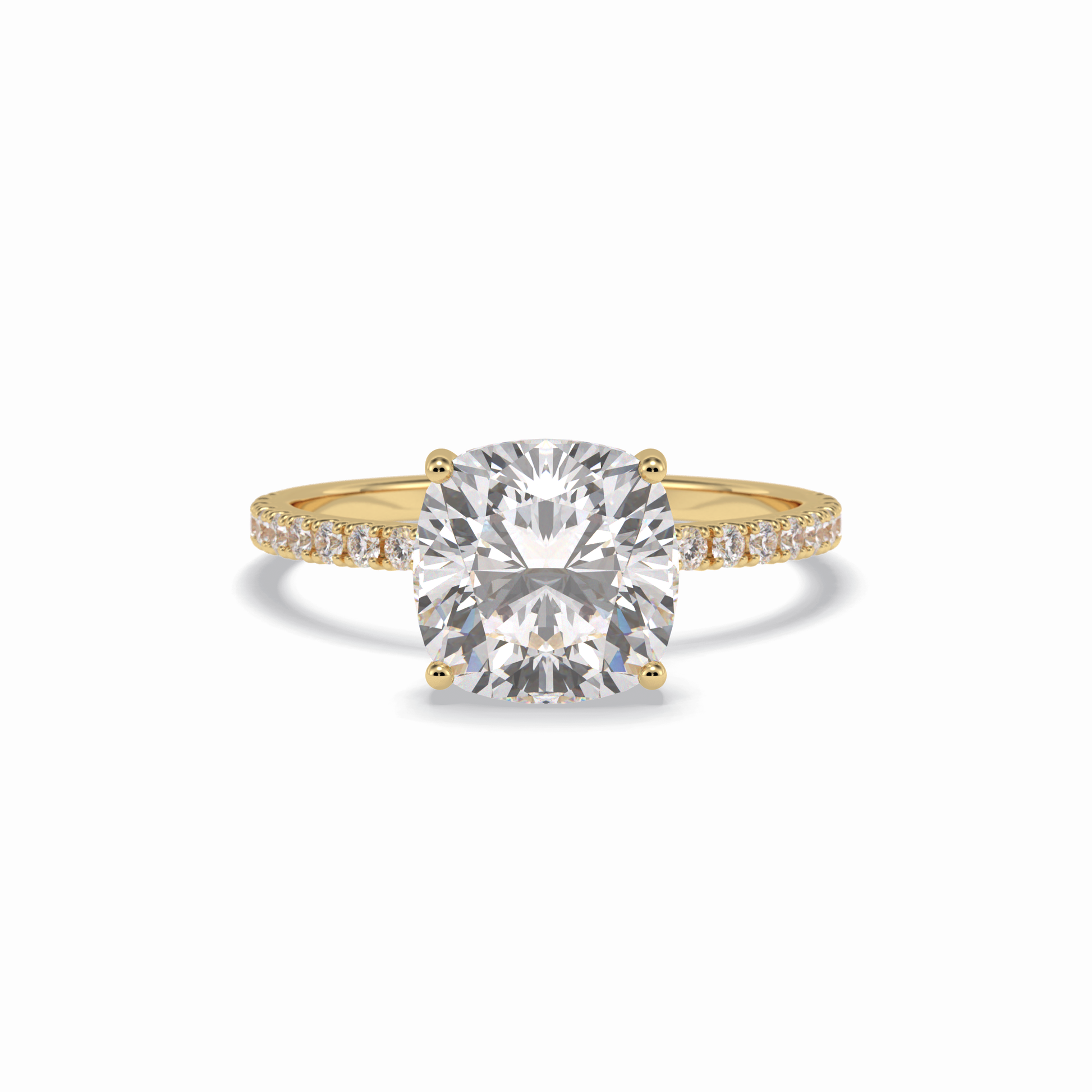 3.05 CT Cushion Cut Pave Style Moissanite Engagement Rings