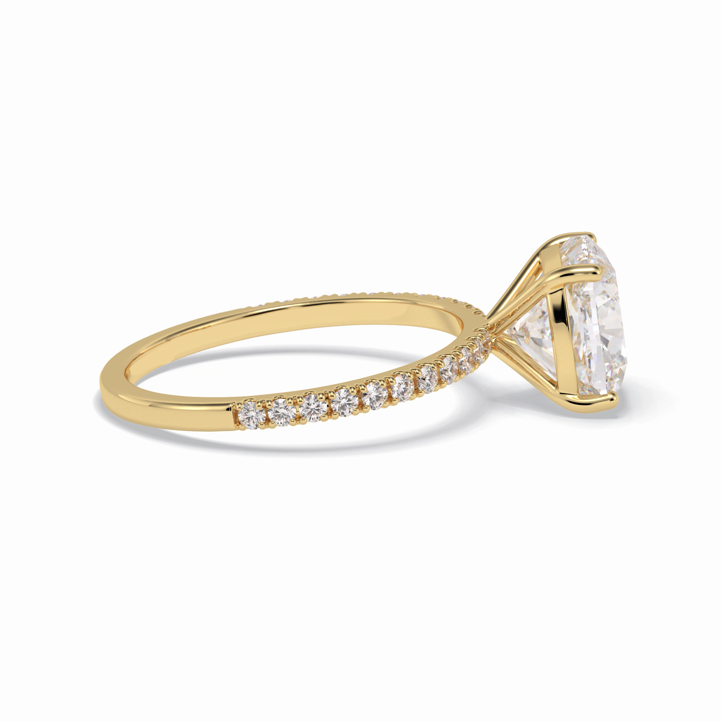 3.05 CT Cushion Cut Pave Style Moissanite Engagement Rings