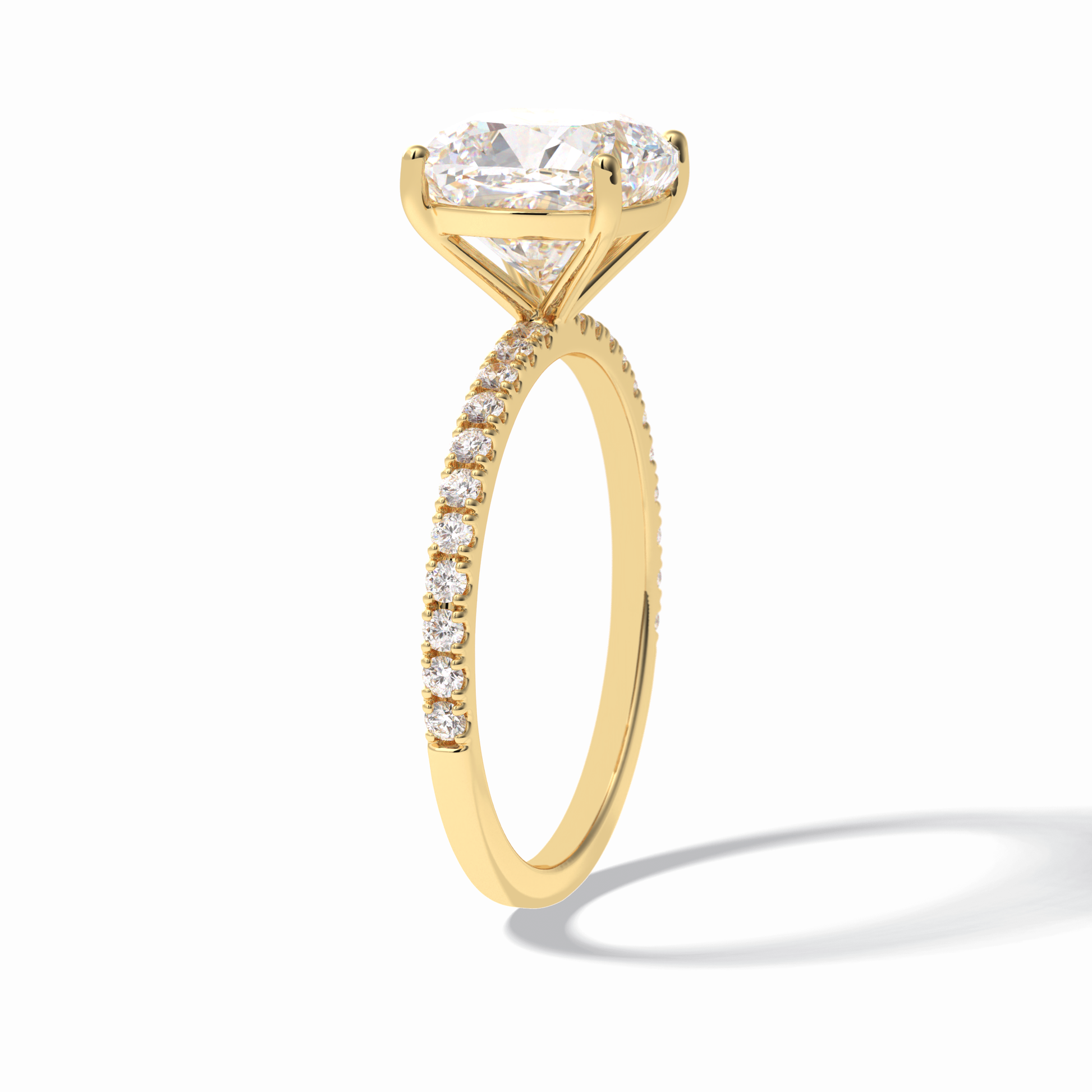 3.05 CT Cushion Cut Pave Style Moissanite Engagement Rings