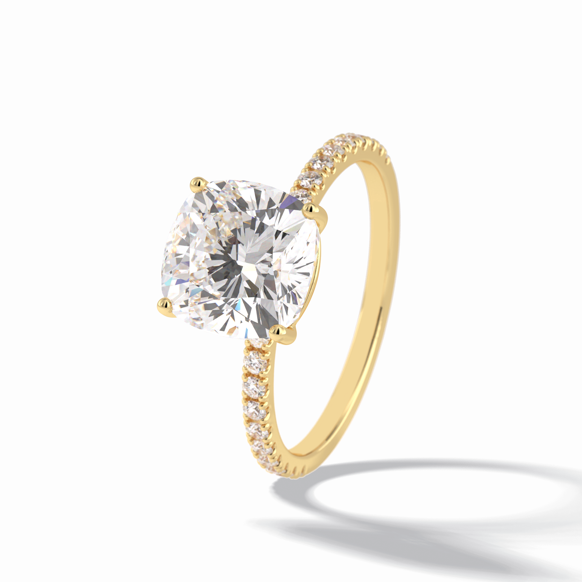 3.05 CT Cushion Cut Pave Style Moissanite Engagement Rings