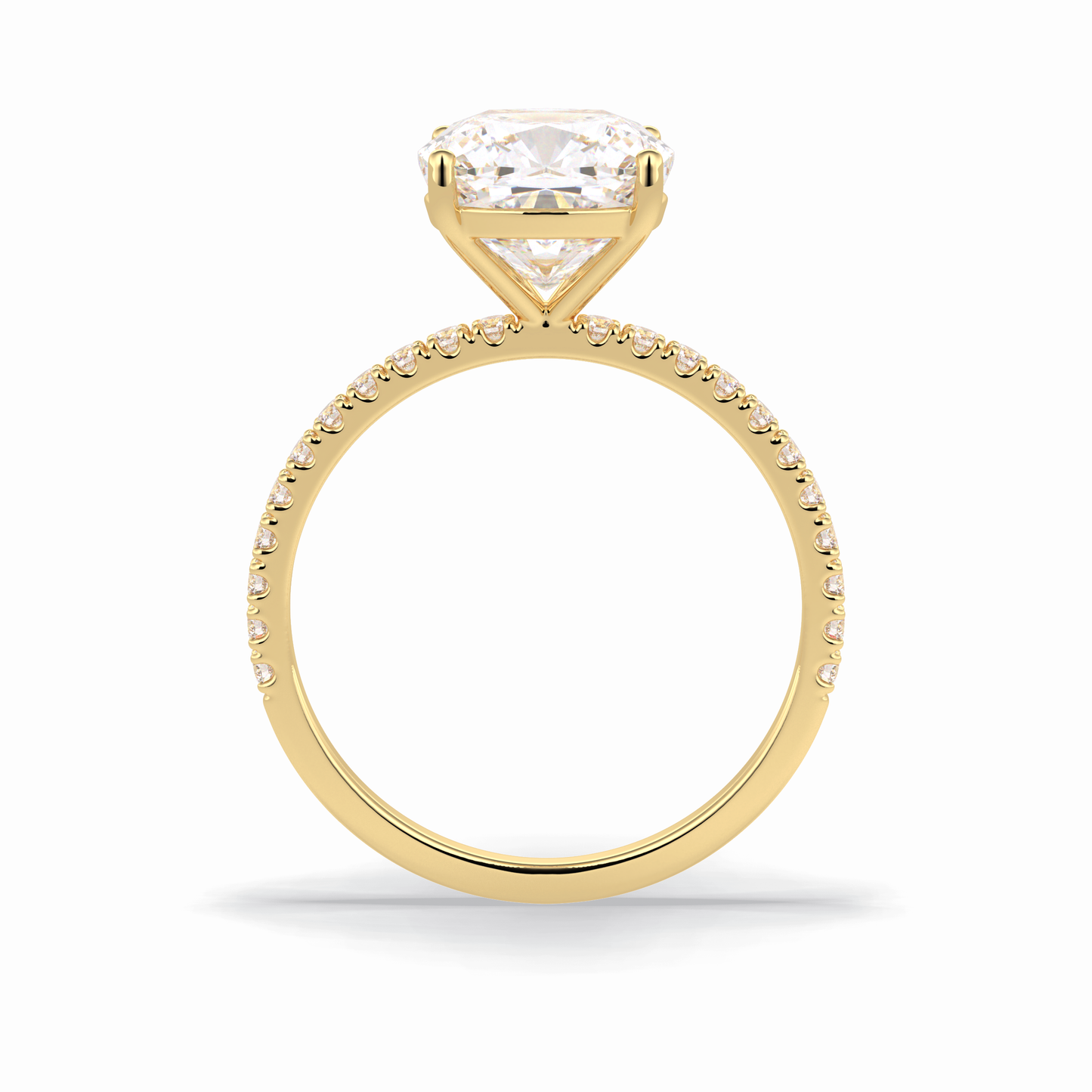3.05 CT Cushion Cut Pave Style Moissanite Engagement Rings