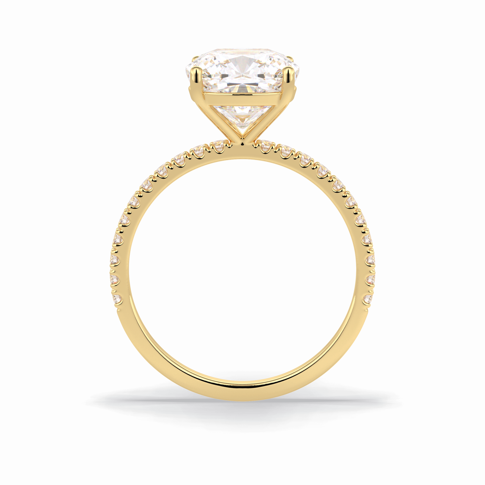 3.05 CT Cushion Cut Pave Style Moissanite Engagement Rings