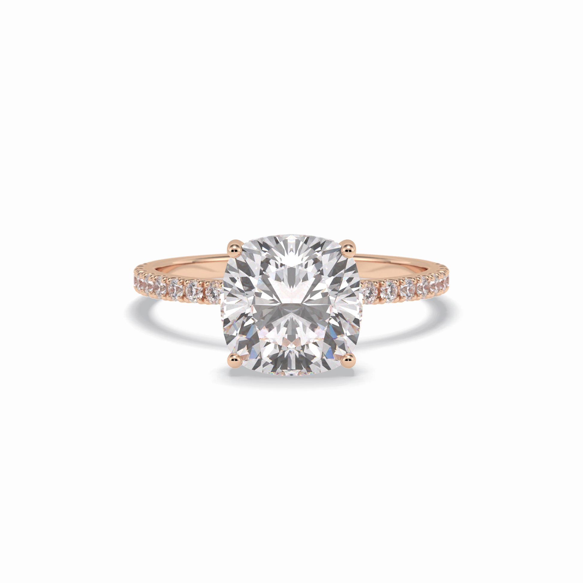3.05 CT Cushion Cut Pave Style Moissanite Engagement Rings