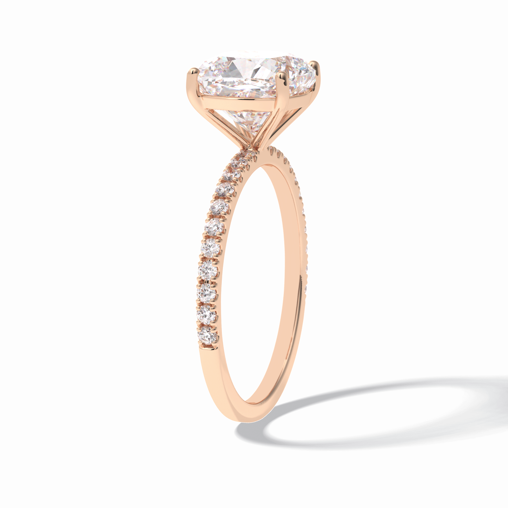3.05 CT Cushion Cut Pave Style Moissanite Engagement Rings