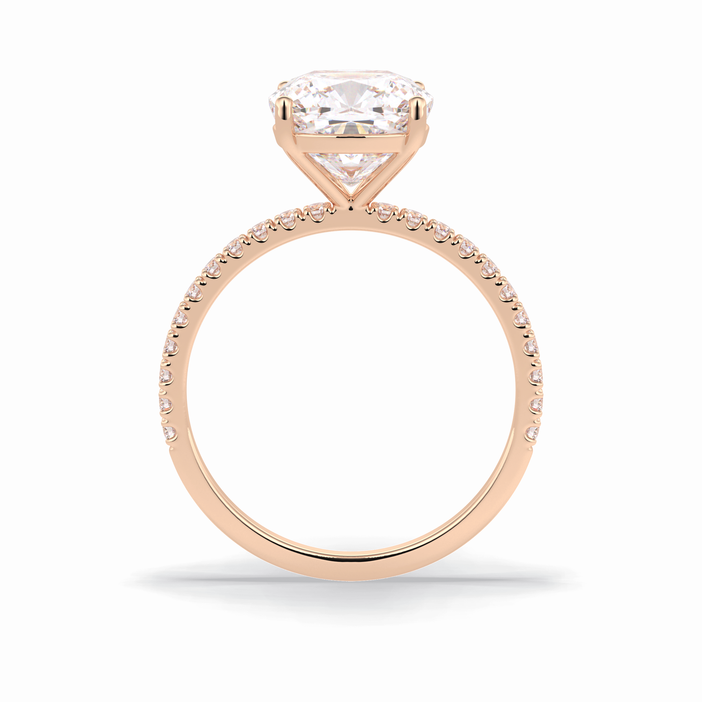 3.05 CT Cushion Cut Pave Style Moissanite Engagement Rings