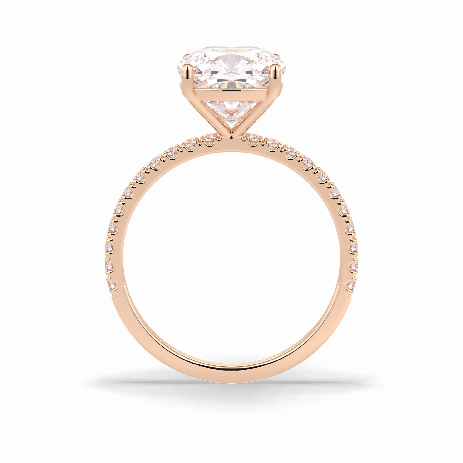 3.05 CT Cushion Cut Pave Style Moissanite Engagement Rings