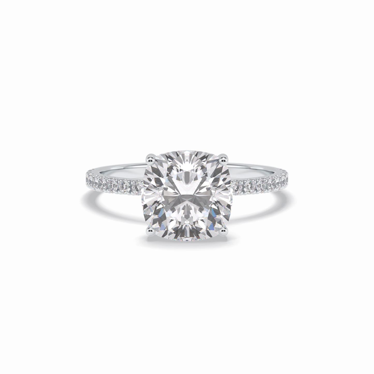3.05 CT Cushion Cut Pave Style Moissanite Engagement Rings