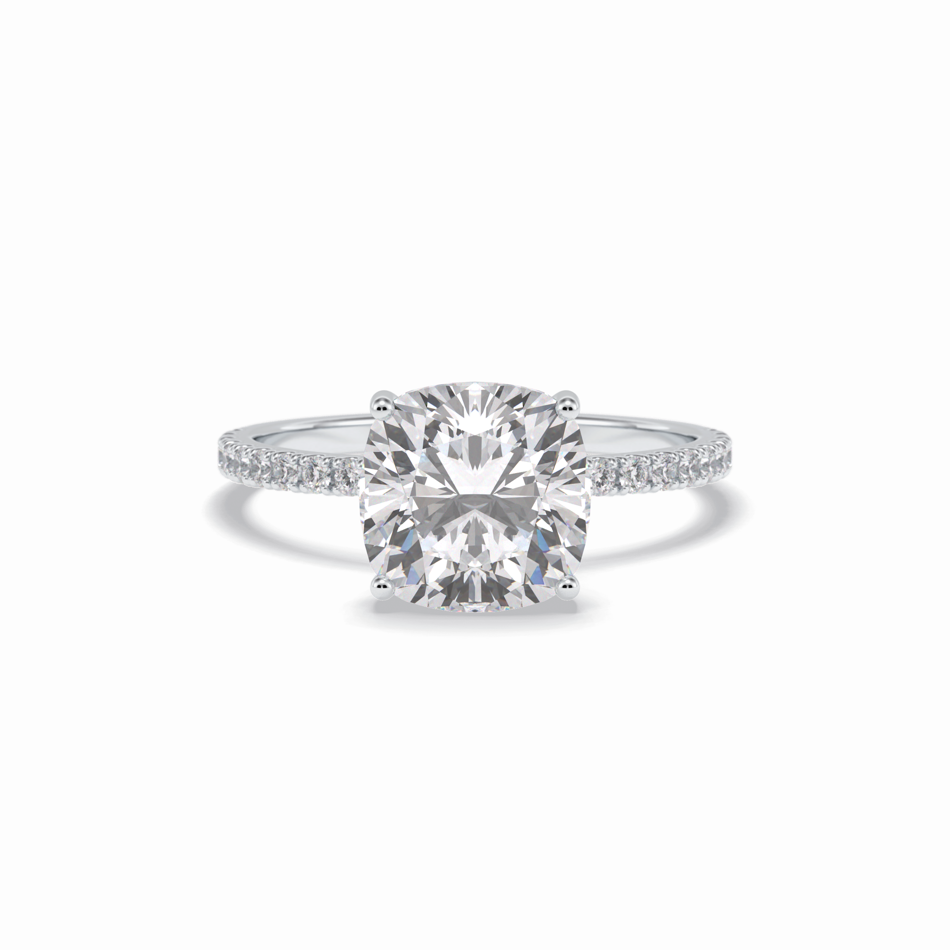 3.05 CT Cushion Cut Pave Style Moissanite Engagement Rings