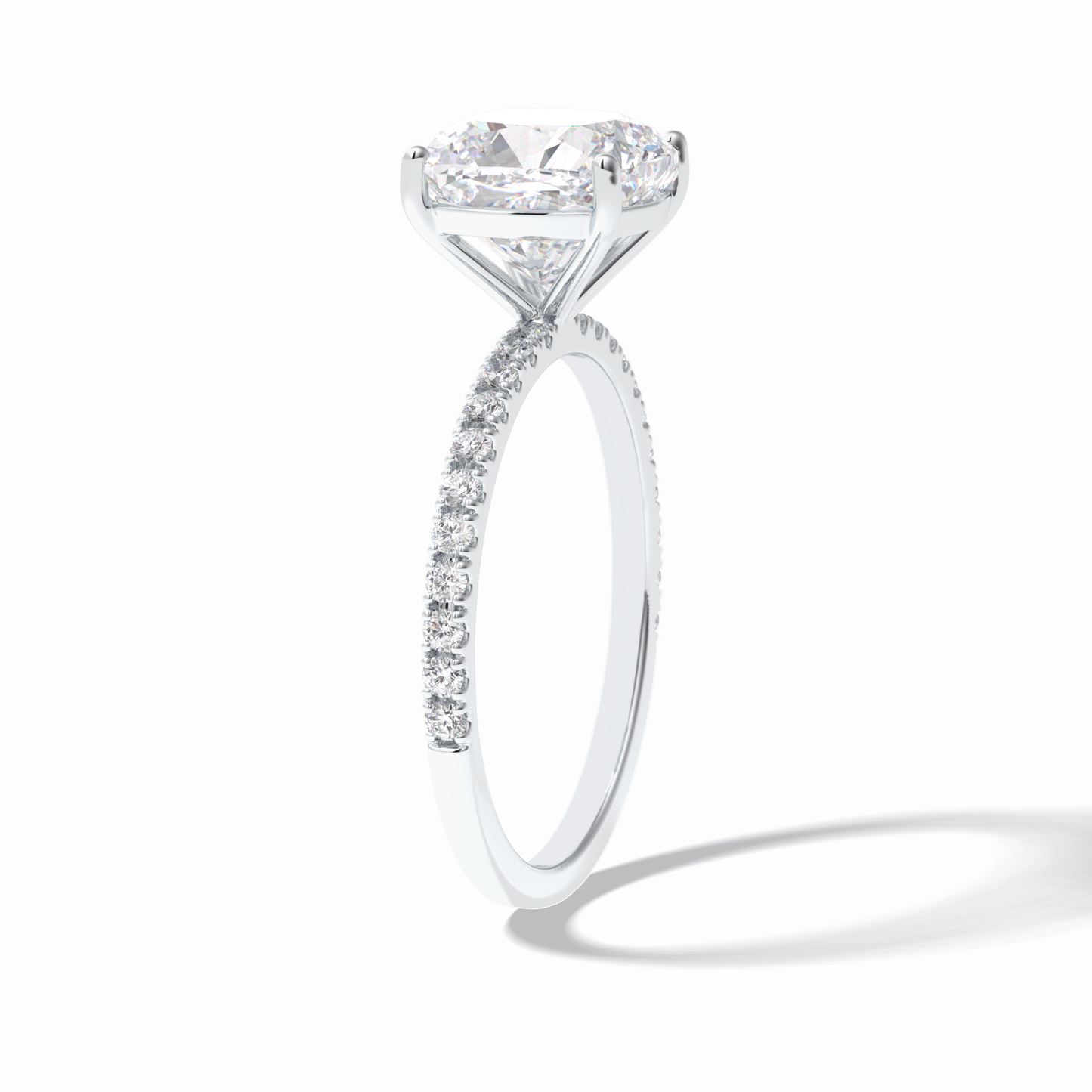 3.05 CT Cushion Cut Pave Style Moissanite Engagement Rings