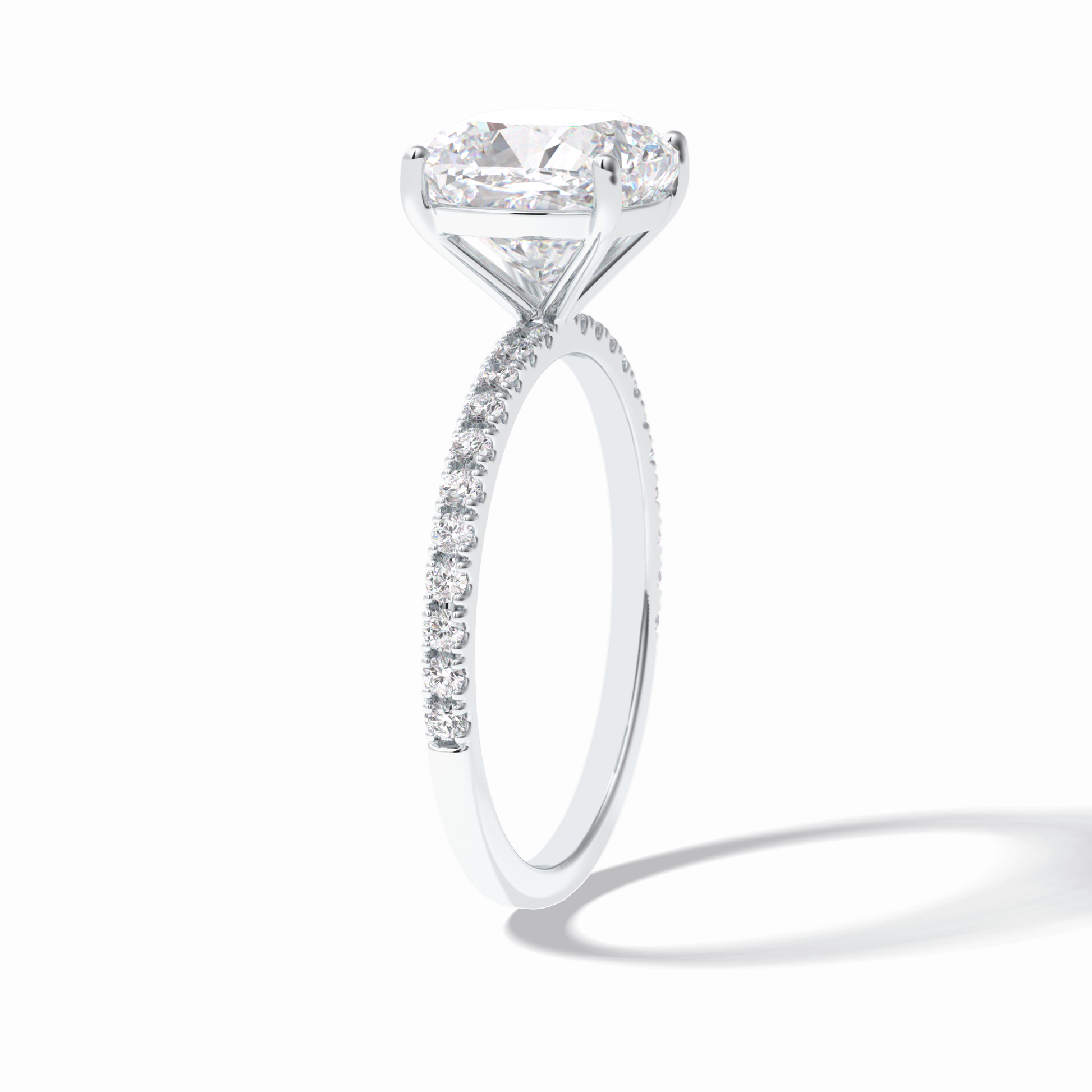 3.05 CT Cushion Cut Pave Style Moissanite Engagement Rings