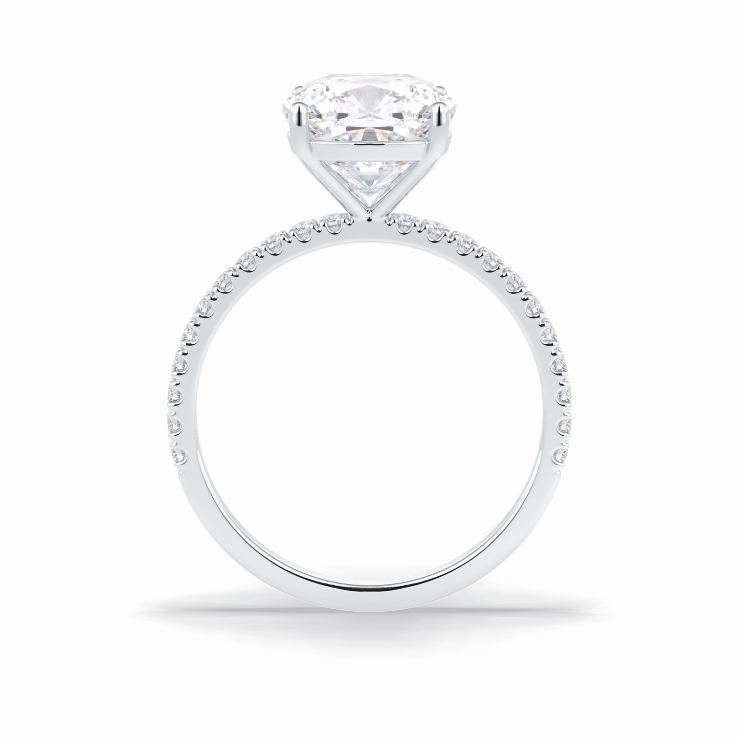 3.05 CT Cushion Cut Pave Style Moissanite Engagement Rings