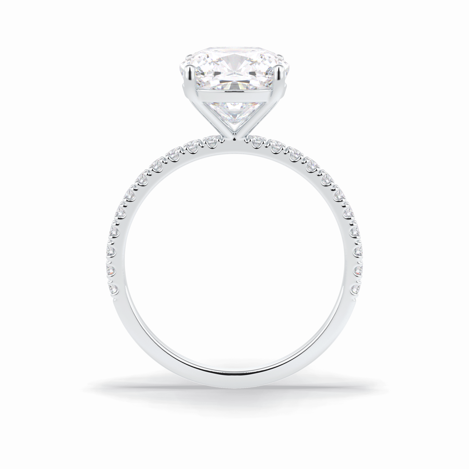 3.05 CT Cushion Cut Pave Style Moissanite Engagement Rings