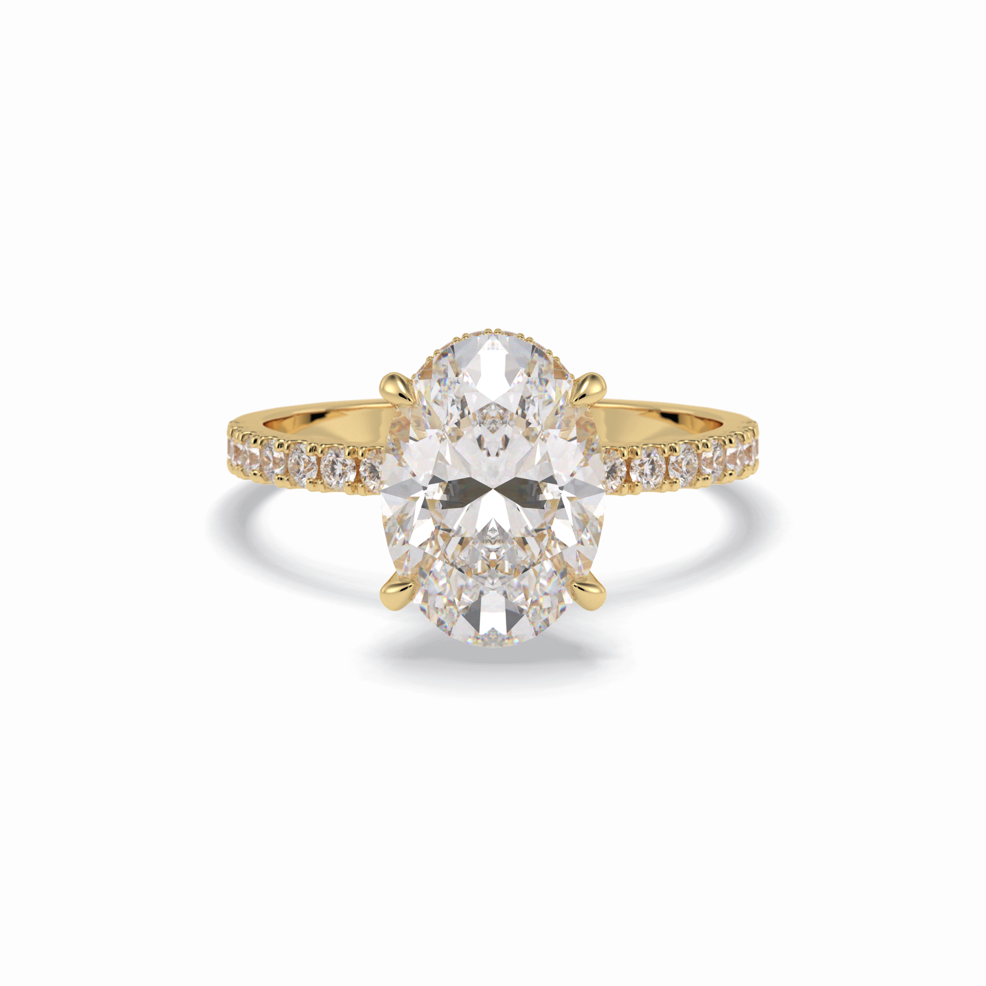 2.75 CT Oval Cut Pave & Hidden Halo Style Moissanite Engagement Rings