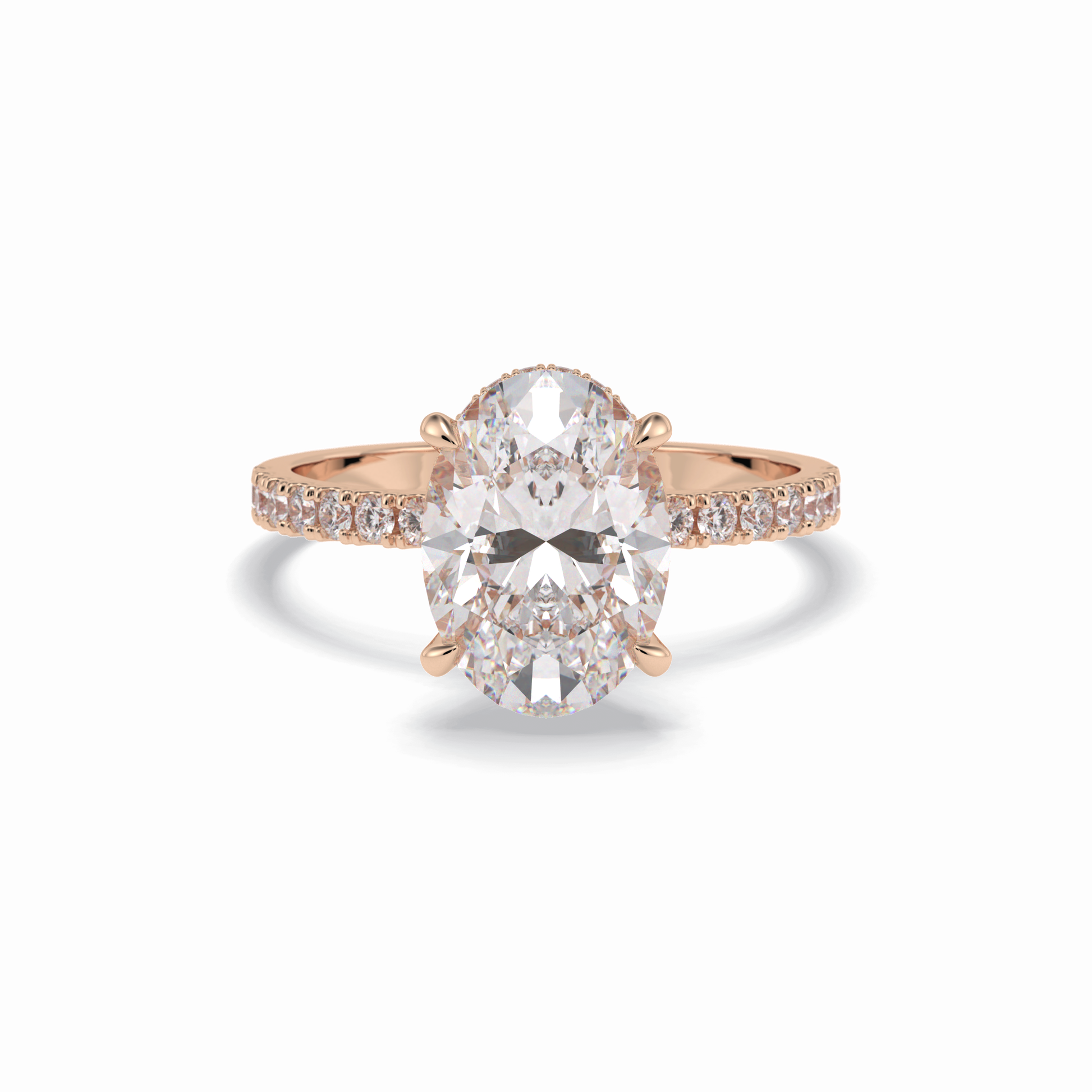 2.75 CT Oval Cut Pave & Hidden Halo Style Moissanite Engagement Rings