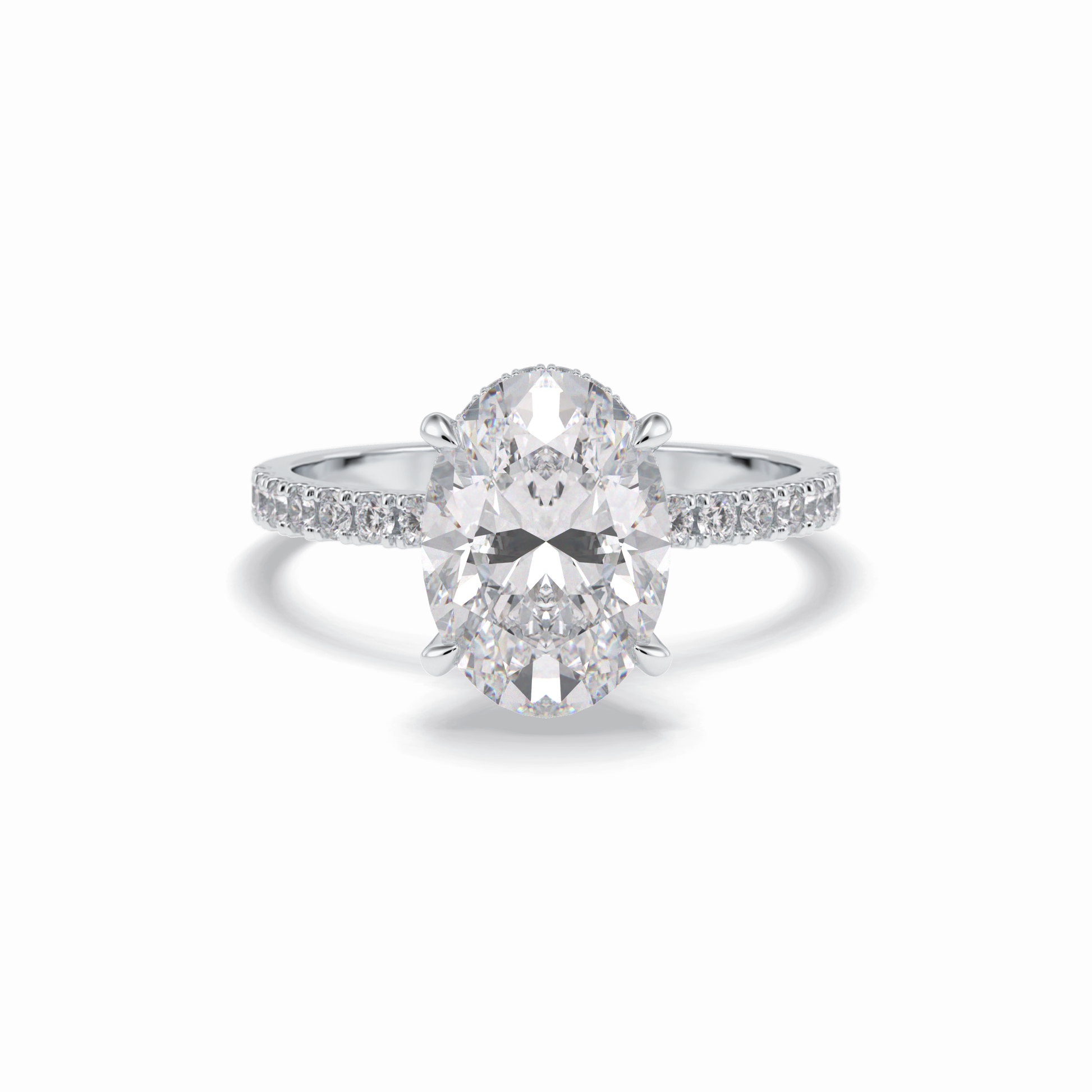 2.75 CT Oval Cut Pave & Hidden Halo Style Moissanite Engagement Rings